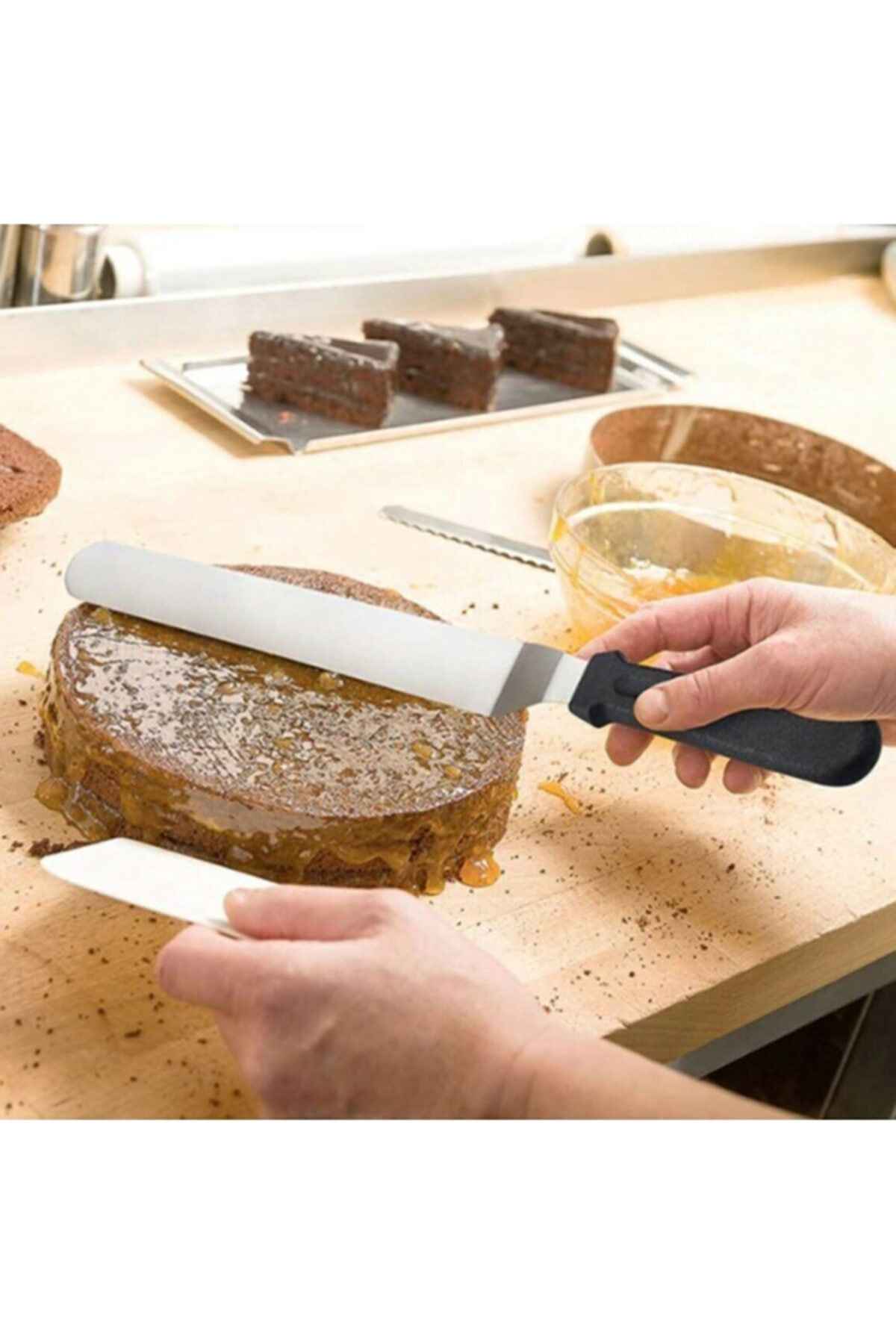 benturk's Eğik Pasta Sıvama Spatulası Metal 33 Cm