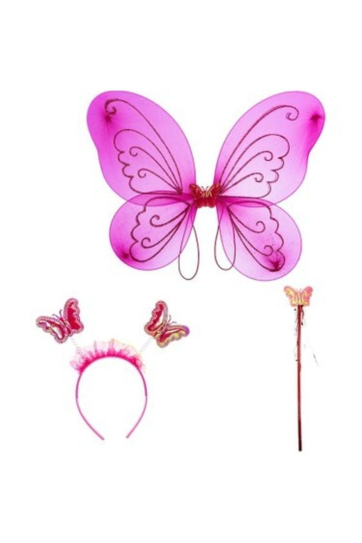 HİLALSHOP Kelebek Kanadı Tac Ve Asa Fuşya Renk 50 Cm