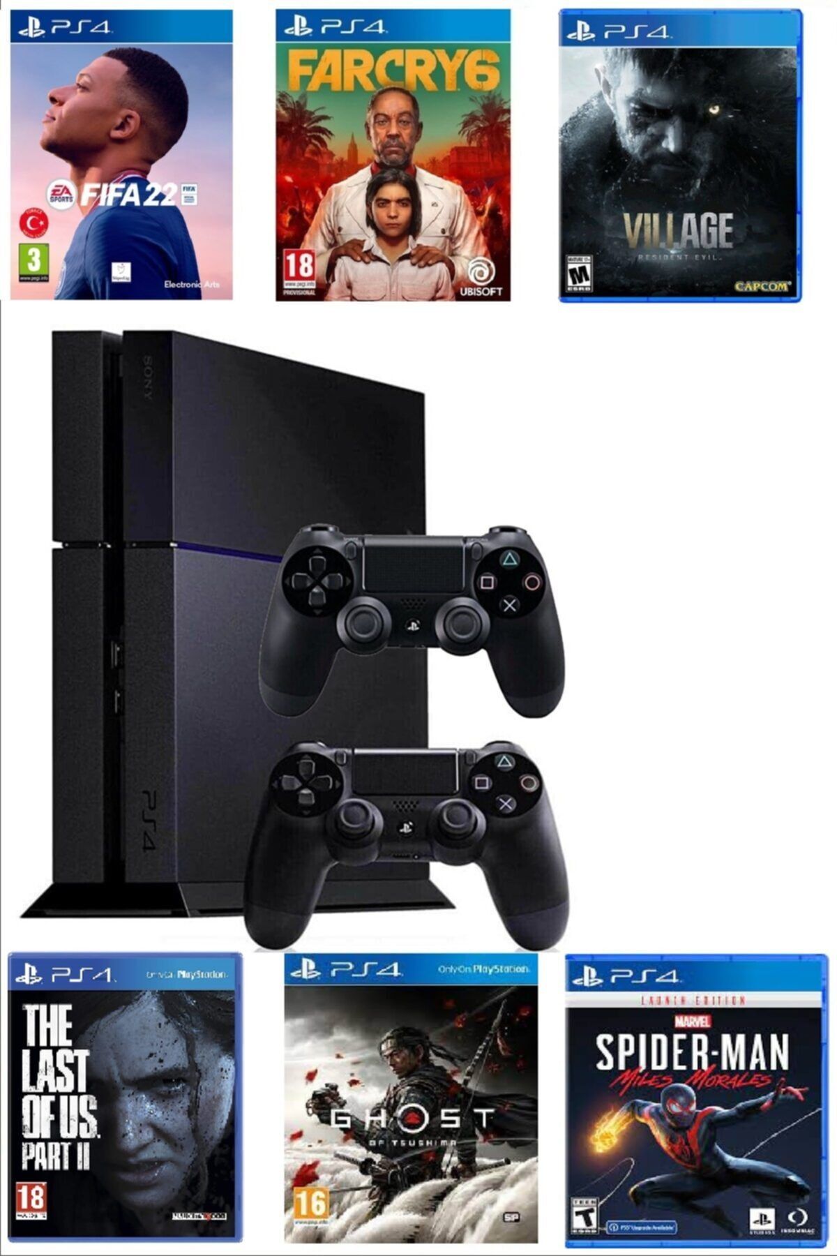 Sony Playstation 4 500gb 2 Kol Ve 10 Güncel Dijital Oyun ( Teşhir Ürün )