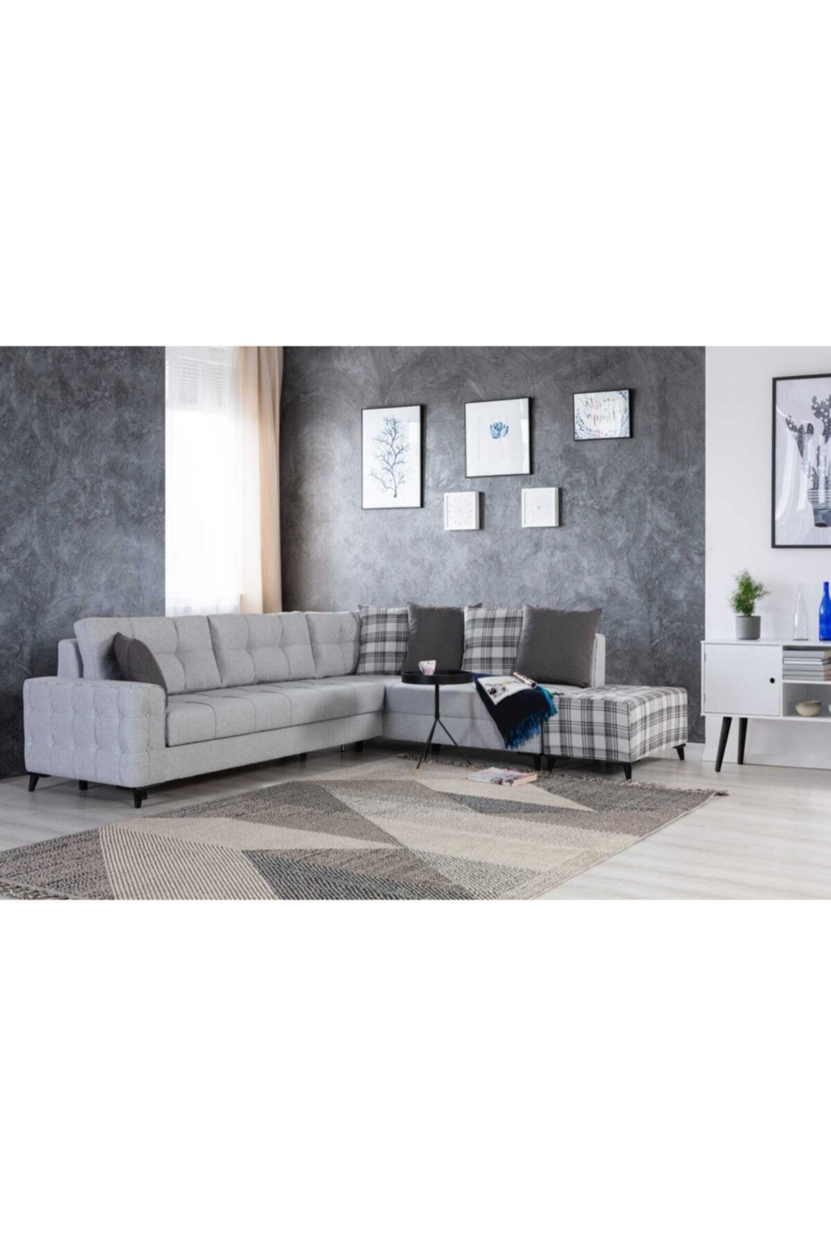 Livanni Sofa Çizgi Köşe + Puf