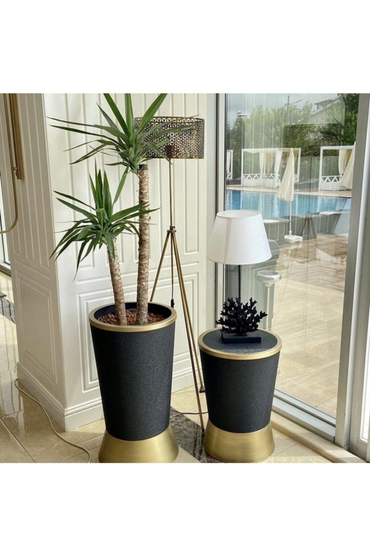 AresDecoration Mamba Siyah Pirinç Eskitme 2li Set