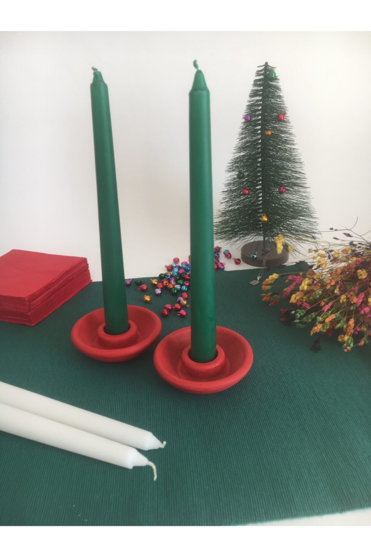 HOBİMİZ İŞİMİZ 2’li Şamdan Mumluk ve 2 Mum