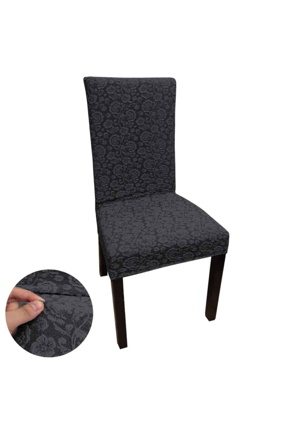 Pure Style Jakarlı Likralı Esnek Lastikli Yıkanabilir Sandalye Örtüsü Sandalye Kılıfı