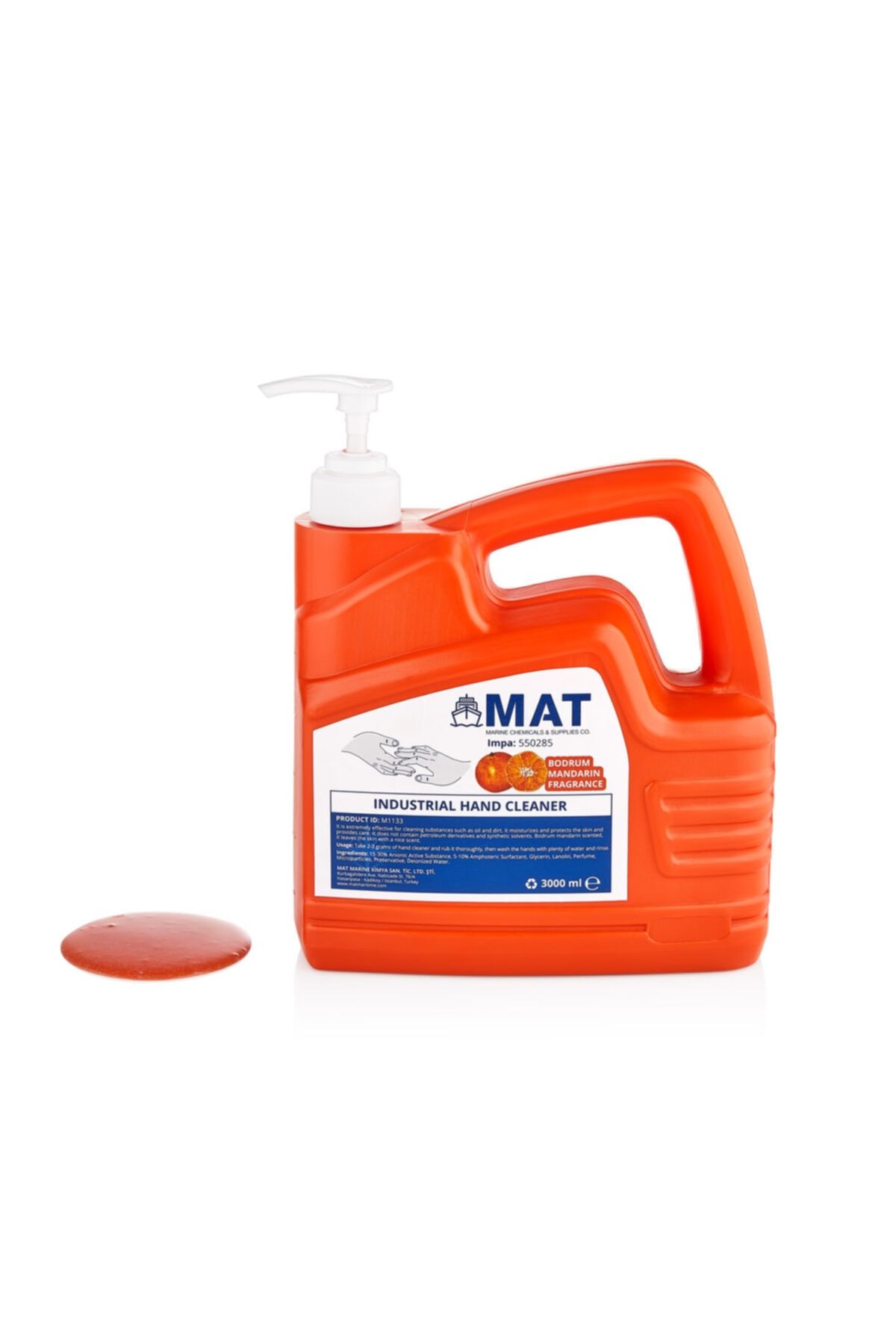 MAT MARİNE Sanayi El Kremi Pütürlü Granüllü Sanayi Tipi El Sabunu / 3000 Ml Pompalı
