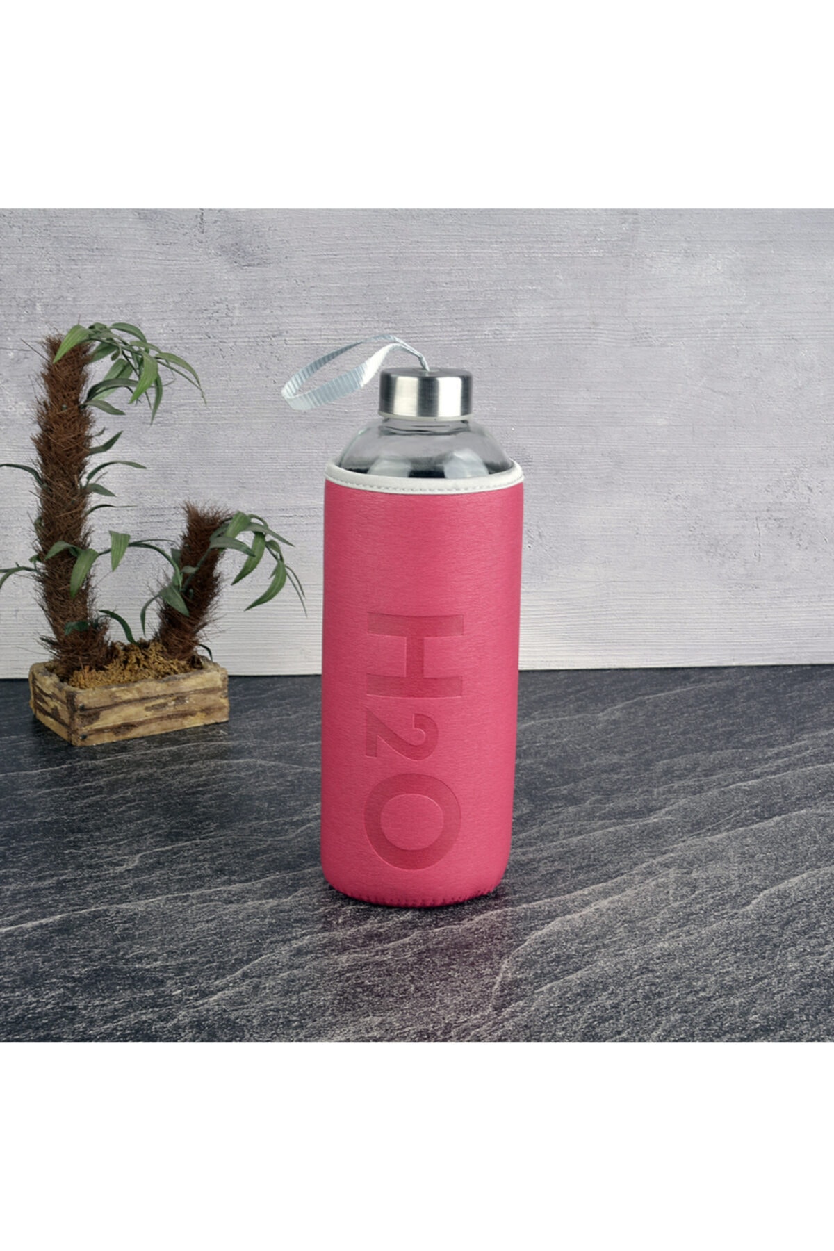 H2O H20 Deri Kılıflı Cam Matara 1000 Ml