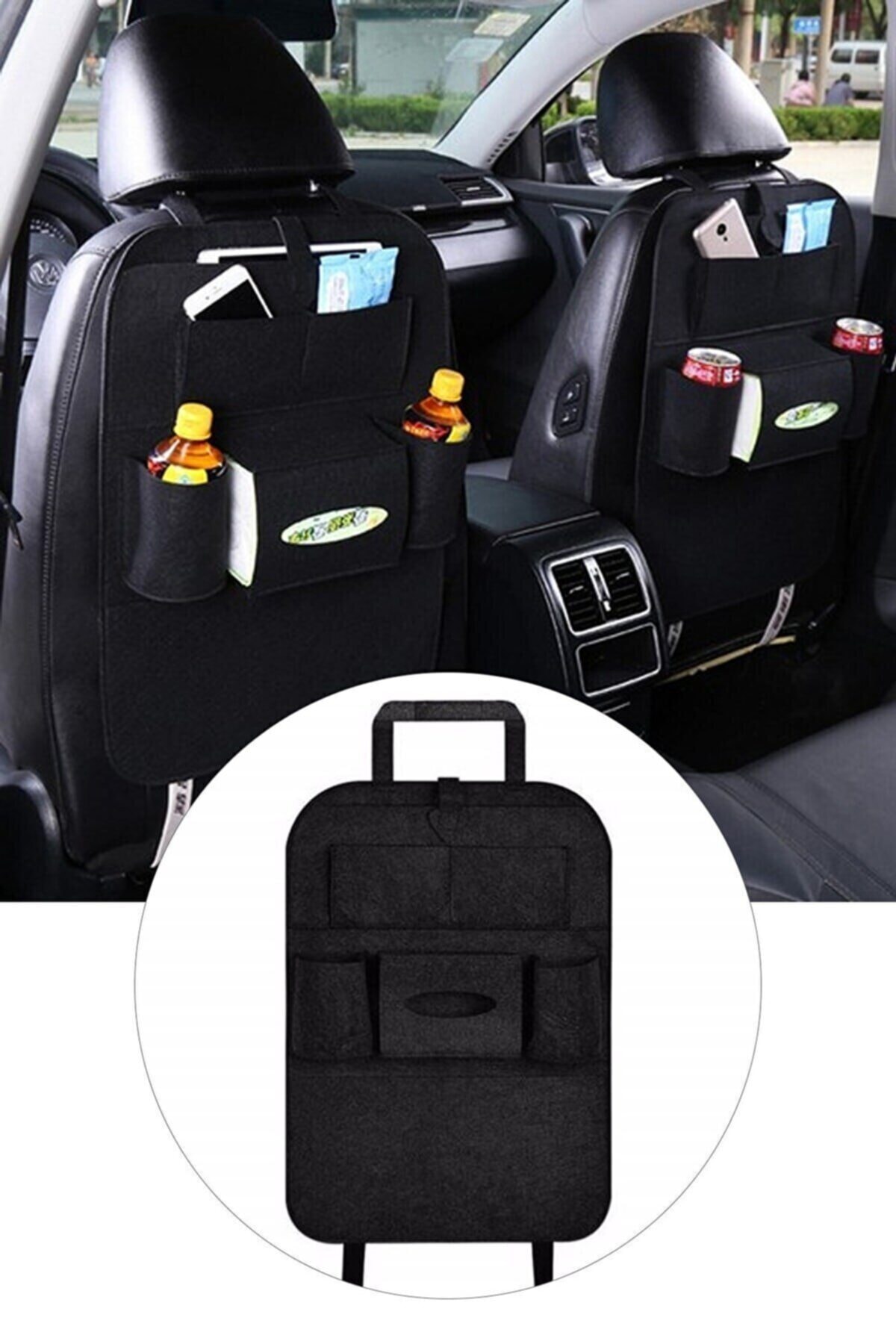 UCDKSHOP Araç Koltuk Arkası Koruyucu Kılıf Organizer 7 Cepli - Siyah-