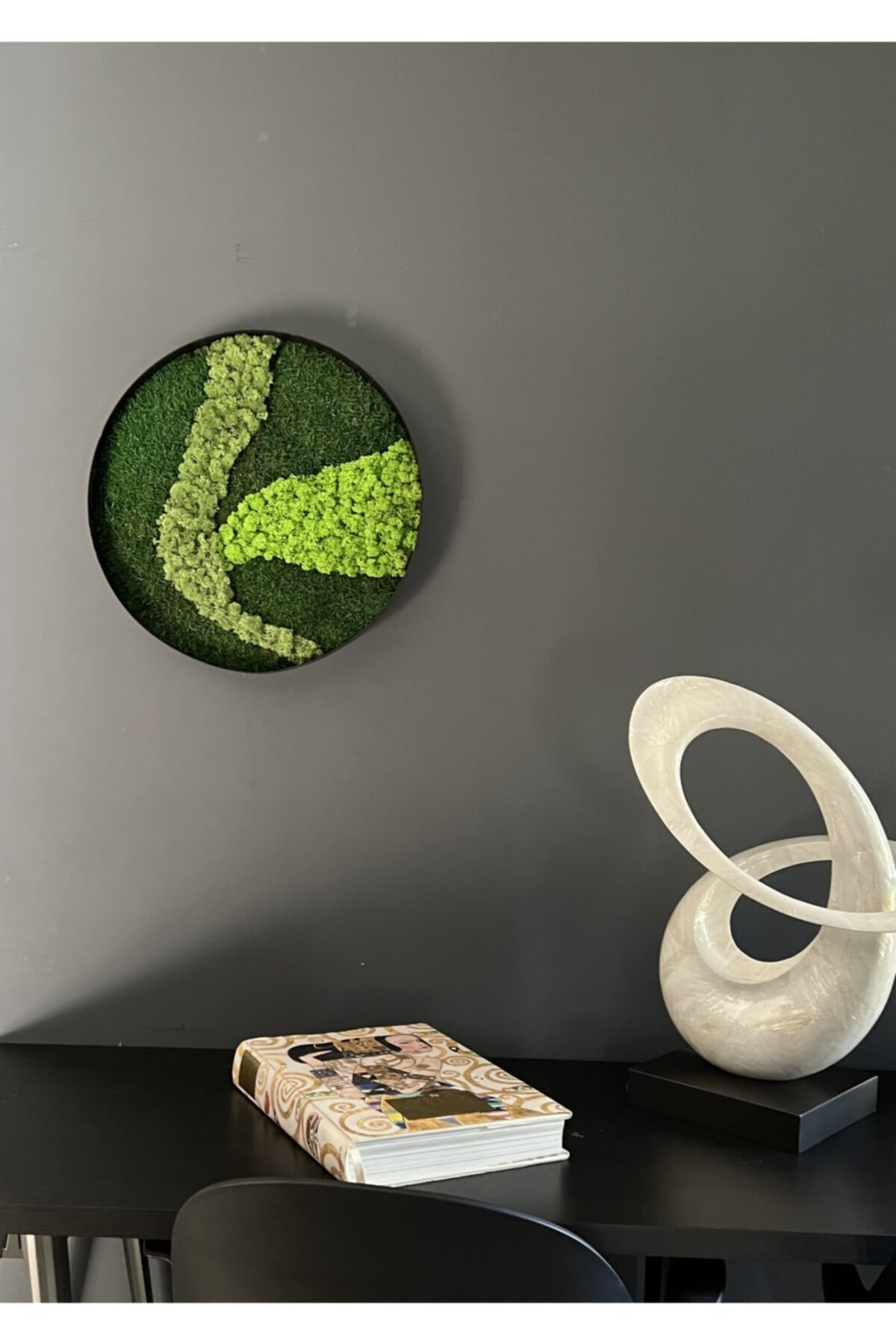 Botanical Art Gallery TDA Tda The Sudd Sprıng Mumyalanmış Reındeer & Flat Moss Çerçeveli Tablo Yosun Duvar Paneli Q 50cm