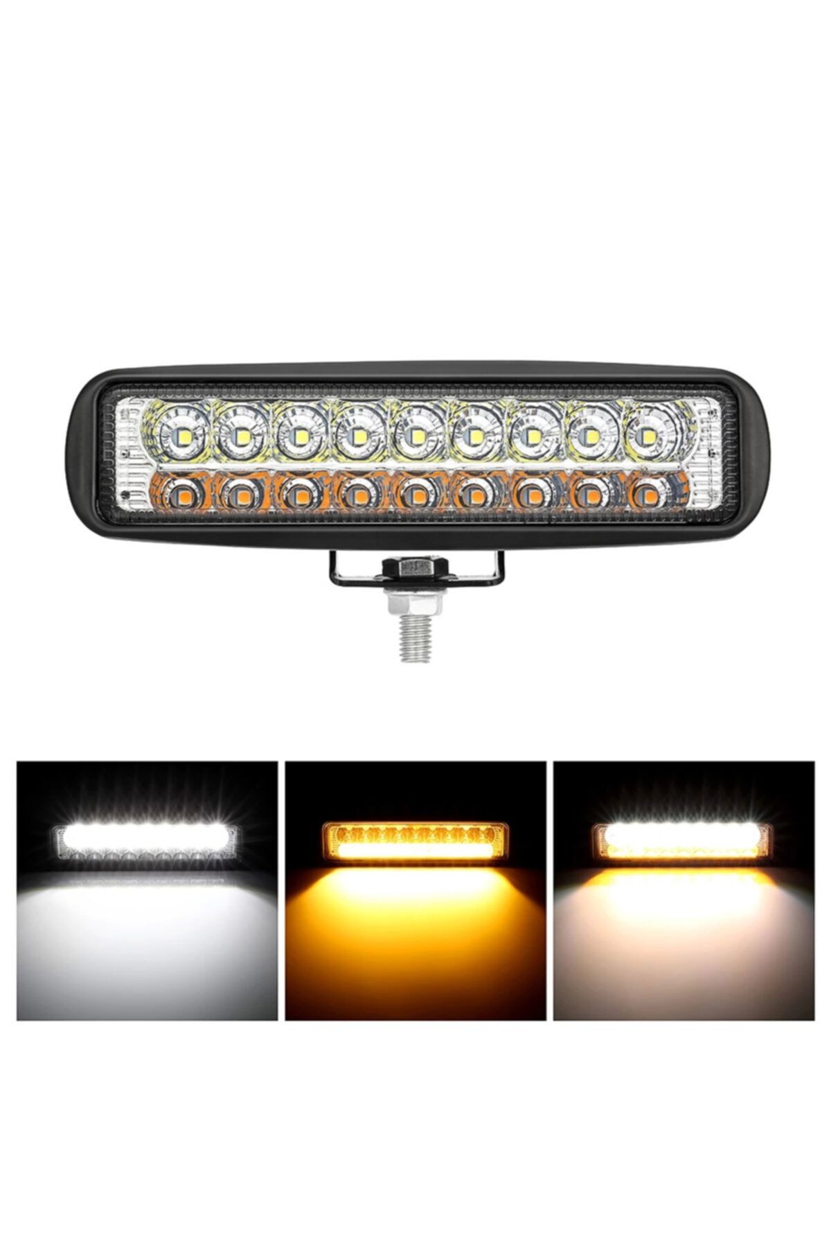 NETOTOMARKET Led Sis Lambası 18 Watt Off-road Pick-up Jeep Atv 12-24 Volt Sarı Çakar Fonksiyonlu