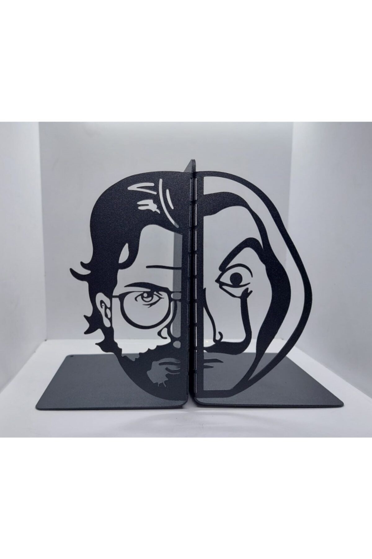 AteşTech La Casa De Papel Figürlü Şık Ve Dekoratif Metal Kitap Tutucu, Kitap Desteği