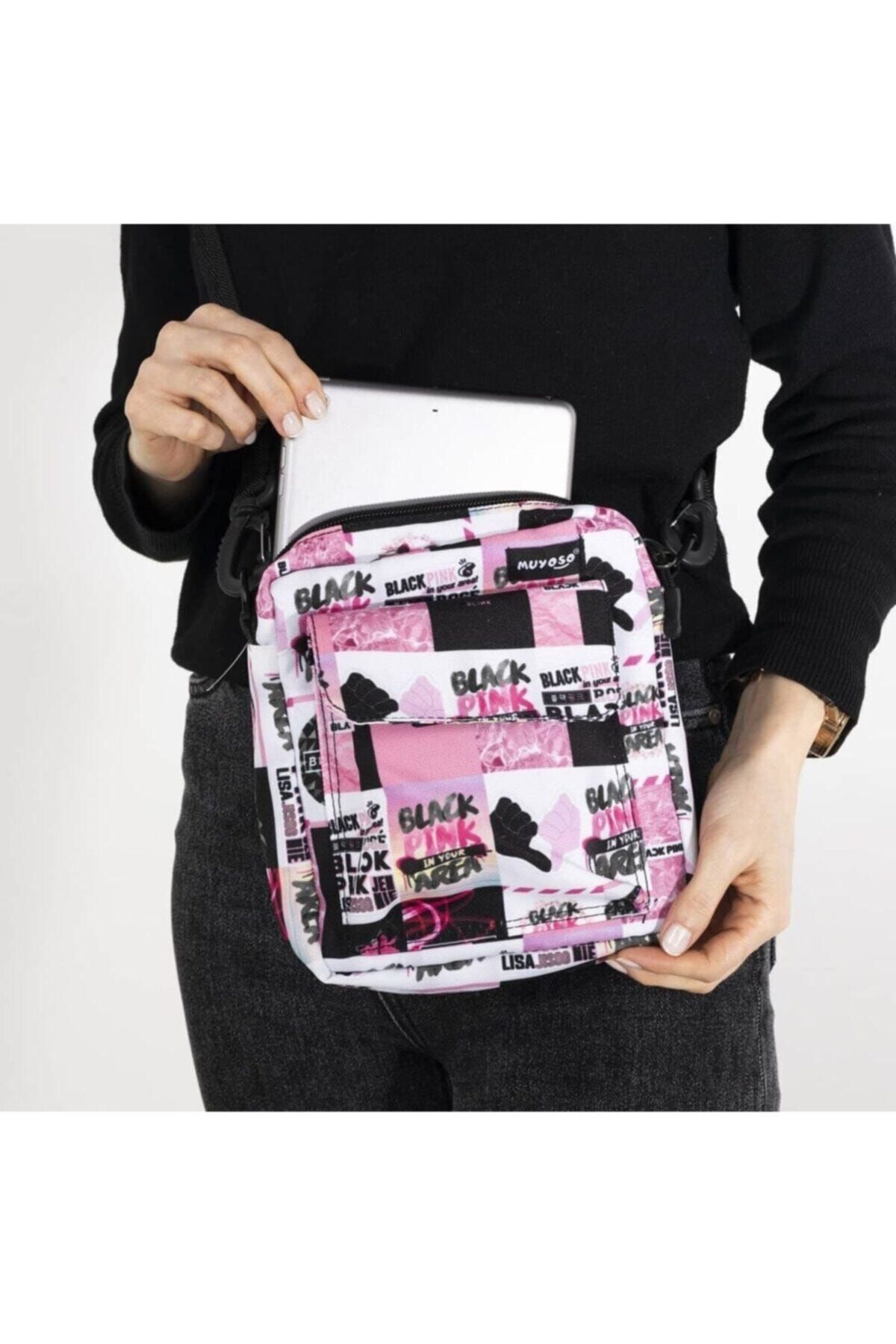 Gökhan Club Black Pink Desen Çapraz Çanta