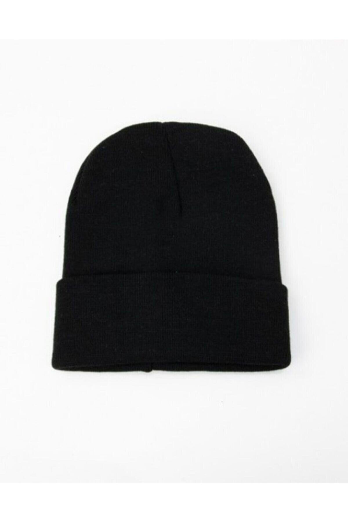 Özgür Kazova Siyah Düz Basic Unisex Bere