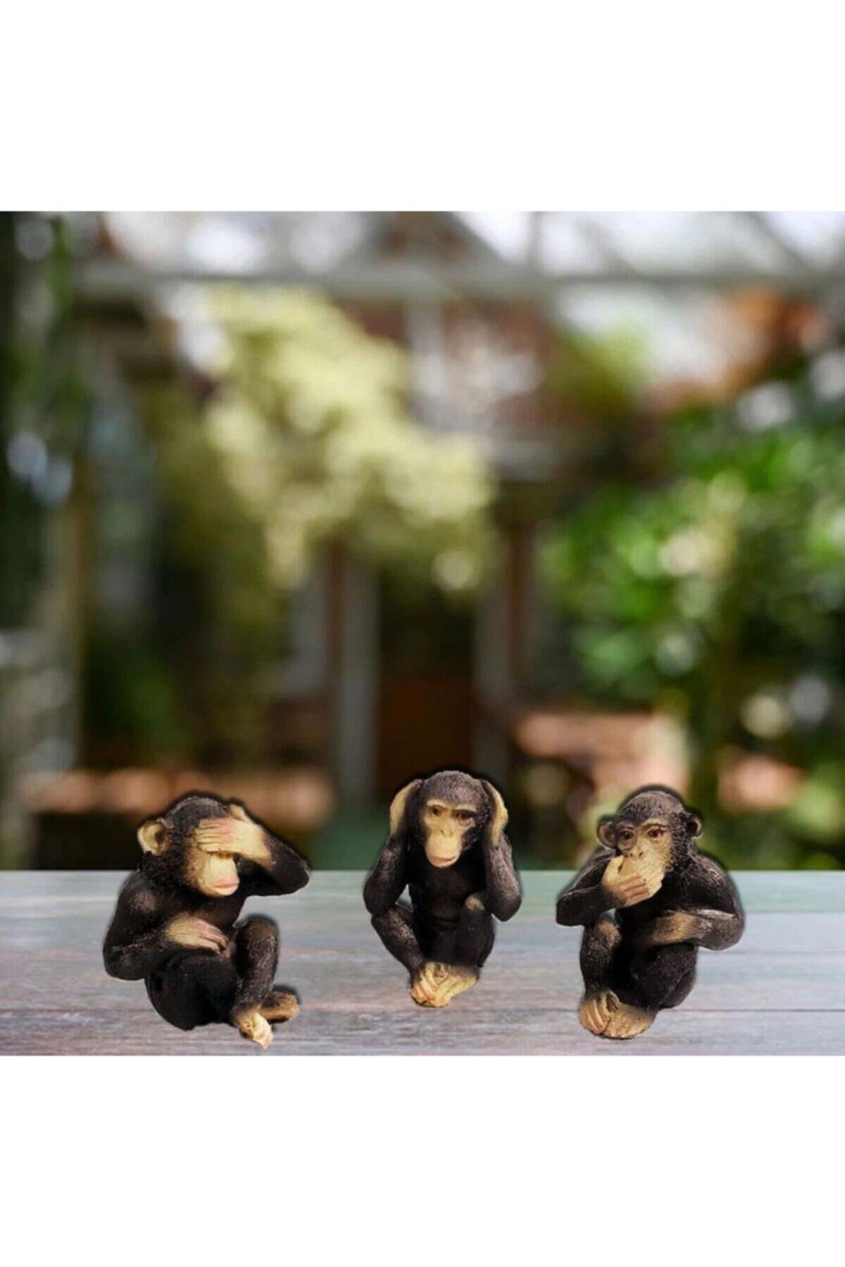 ASVASHOP Dekoratif 3' Lü Maymun Biblo Dekoratif Hediyelik