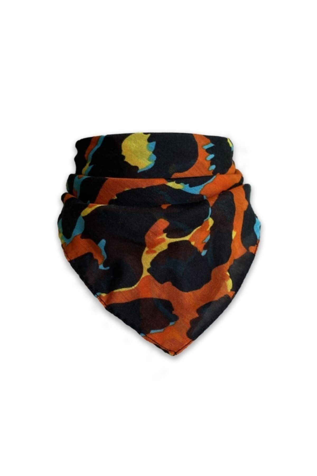thingslikeflower Turuncu Üzerine Leopar Desenli Kare Fular
