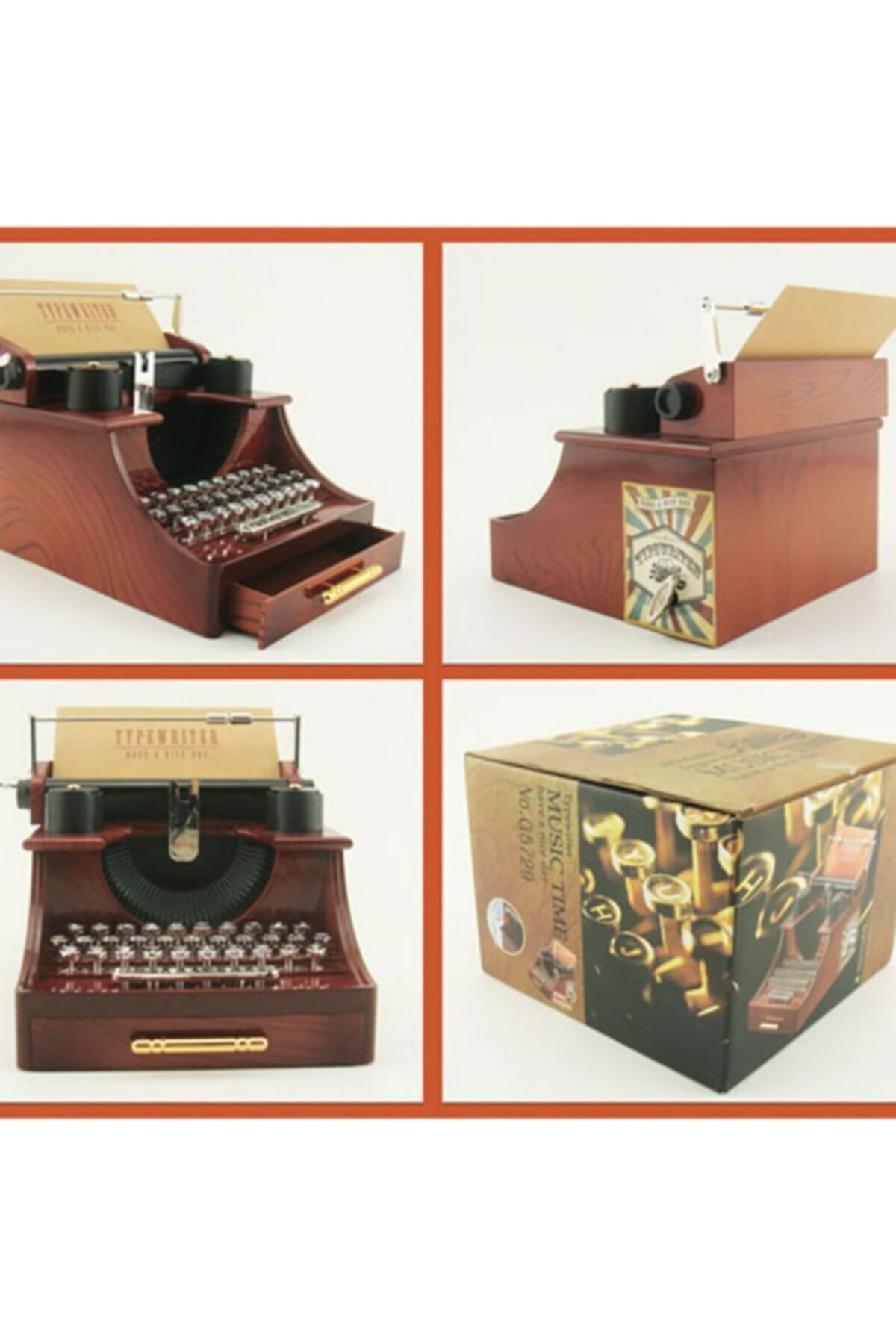 DORSENNA Daktilo Şeklinde Takı Çekmeceli Müzik Kutusu