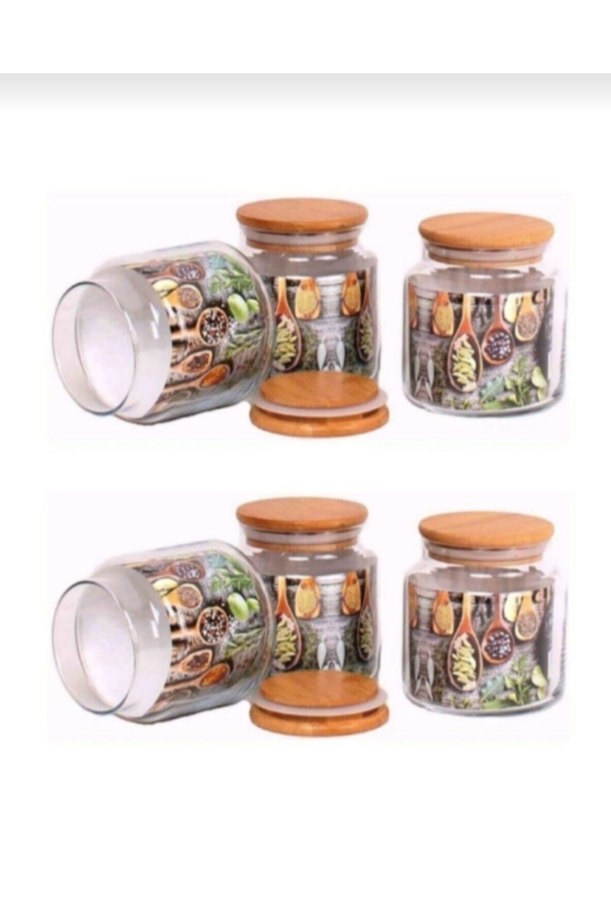 Işıltı My Home Bambu Kapaklı 6 Adet 500 Ml Cam Kavanoz Seti
