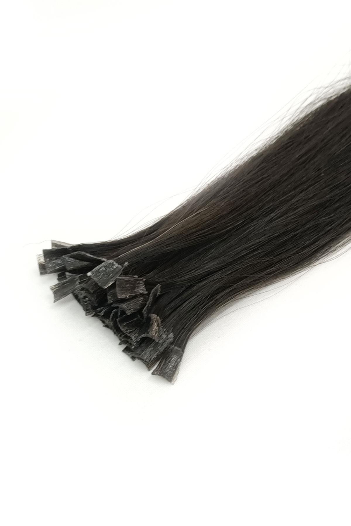 SaçvePeruk 25 Adet Koyu Kestane Mikro Kaynak Saç 0,8 Gr 60 Cm