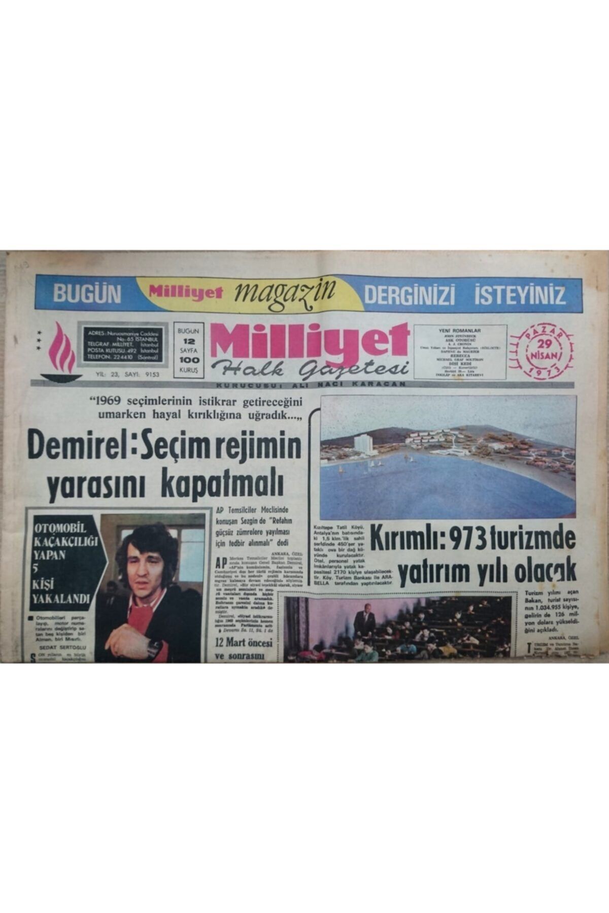 Milliyet Yayınları Milliyet - Günlük Gazete 29 Nisan 1973