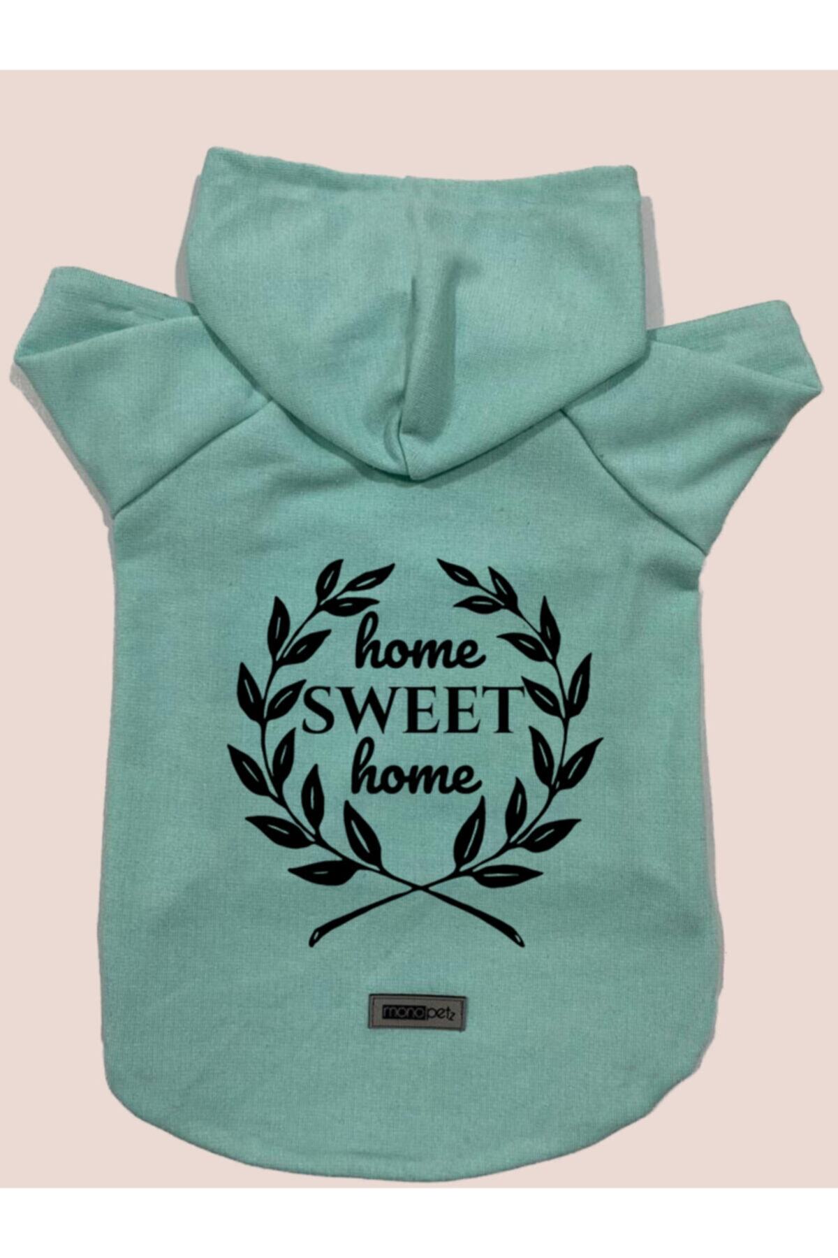 Monopetz Kapişonlu Sweatshirt Köpek Ve Kedi Kıyafeti - Açık Yeşil Home Sweet Home - S Beden