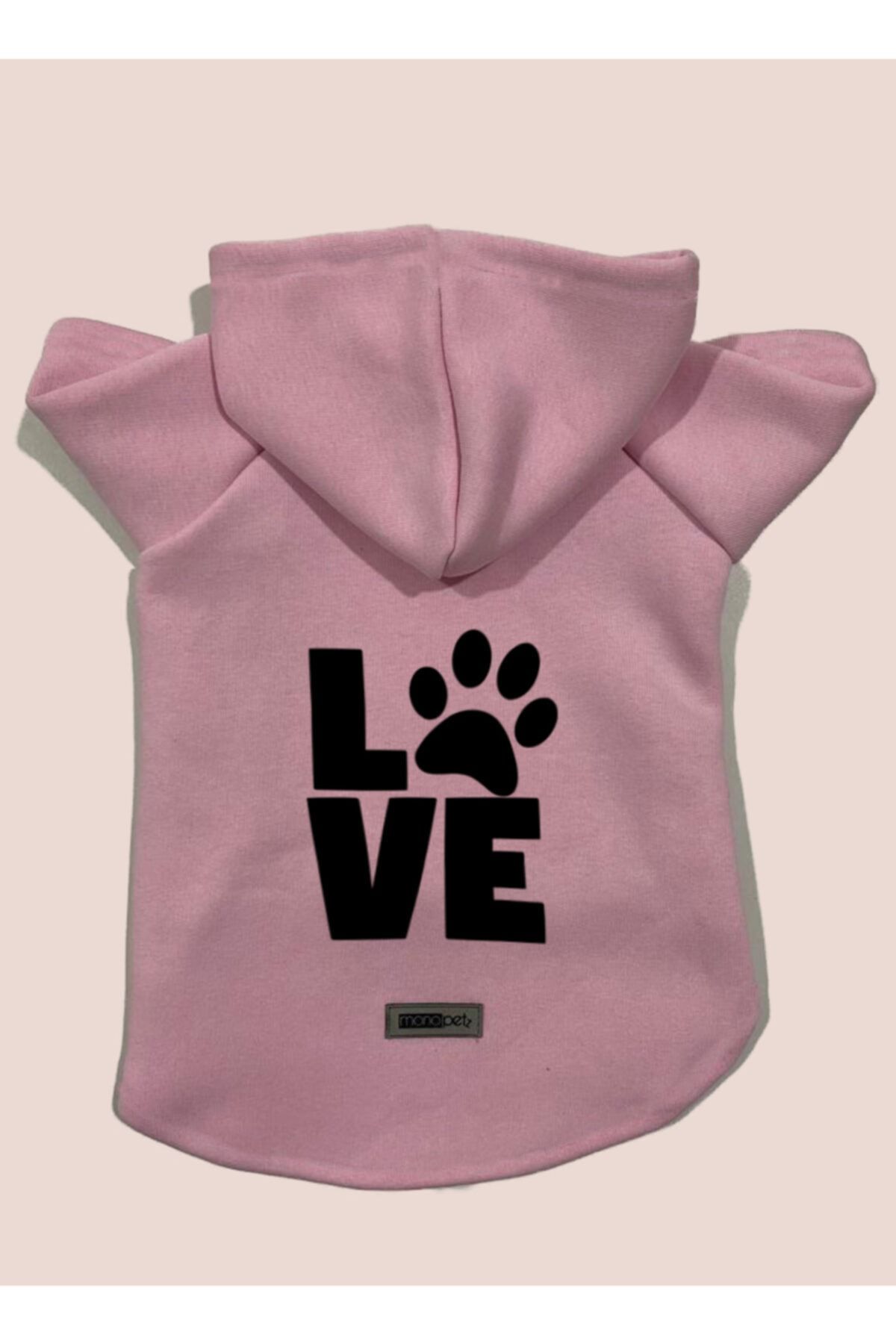 Monopetz Kapüşonlu Sweatshirt Köpek Ve Kedi Kıyafeti Pembe Love Xs