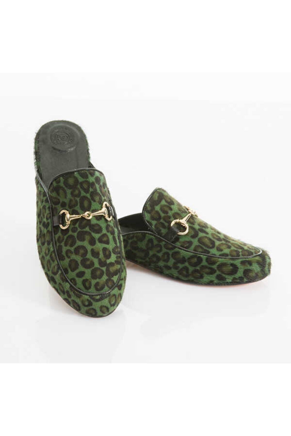 BEJ Fine Factory Leopar Desenli Tay Tüyü Terlik
