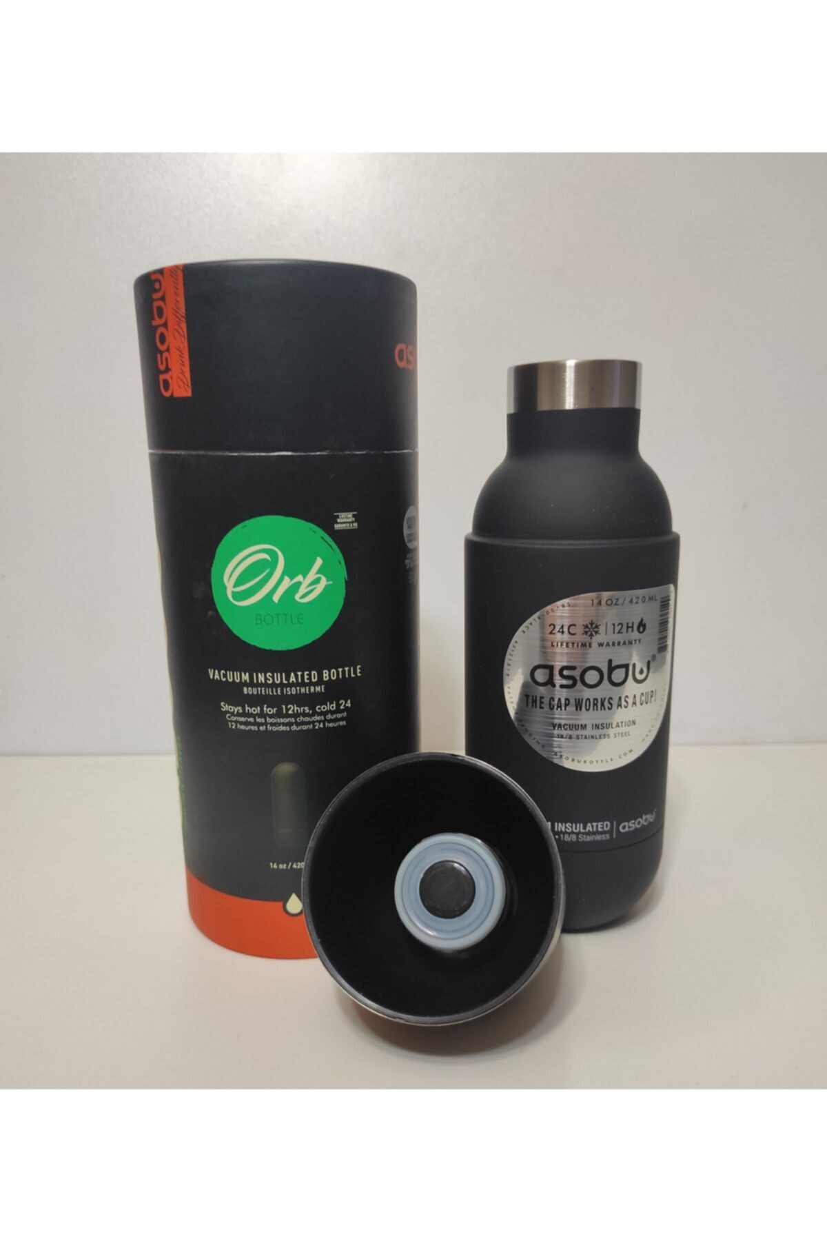Asobu Orb Siyah 500 ml Çift Kat Yalıtımlı Termos