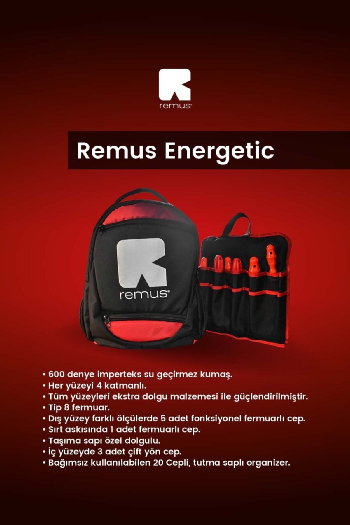 Remus Energetic Organizerli Bez Sırt Takım-alet Çantası Rms10013550