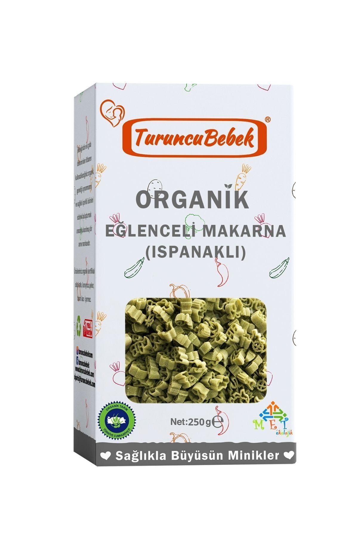 Turuncu Bebek Organik Eğlenceli Makarna (ıspanaklı) 250gr