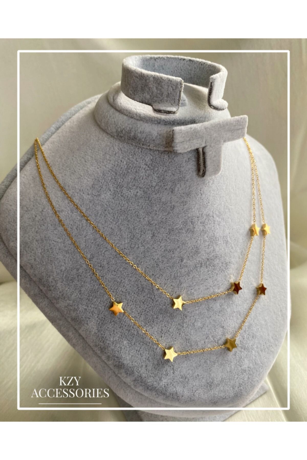 KZY ACCESSORIES Yıldız Çift Zincir Çelik Kolye