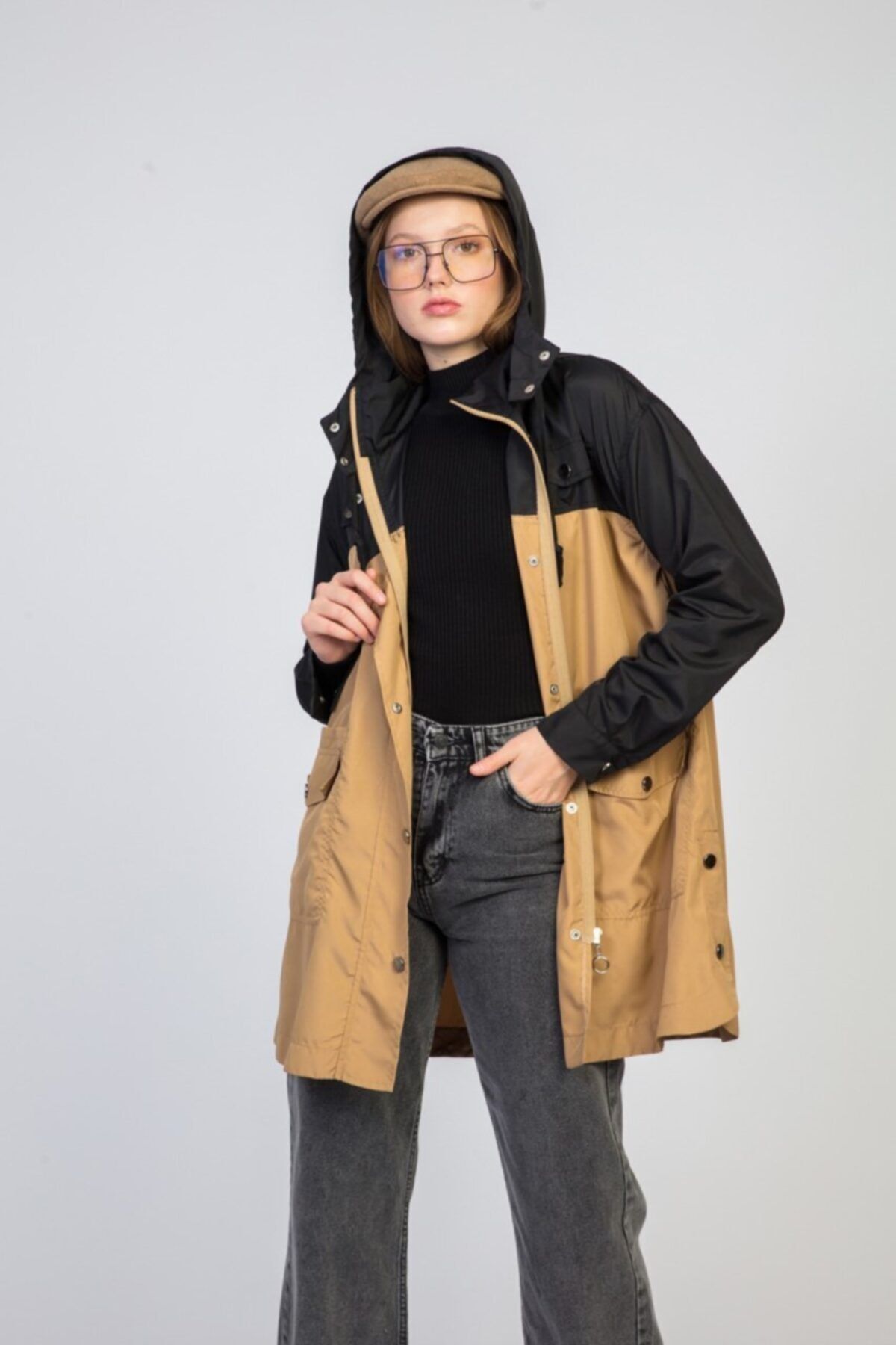 SİNDAL Garnili Çıtçıtlı Yağmurluk 4-3232 Camel