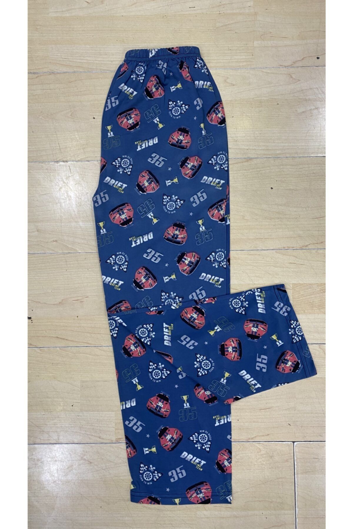 Şendil Unisex Tek Alt Araba Desenli Pamuk Penye Pijama