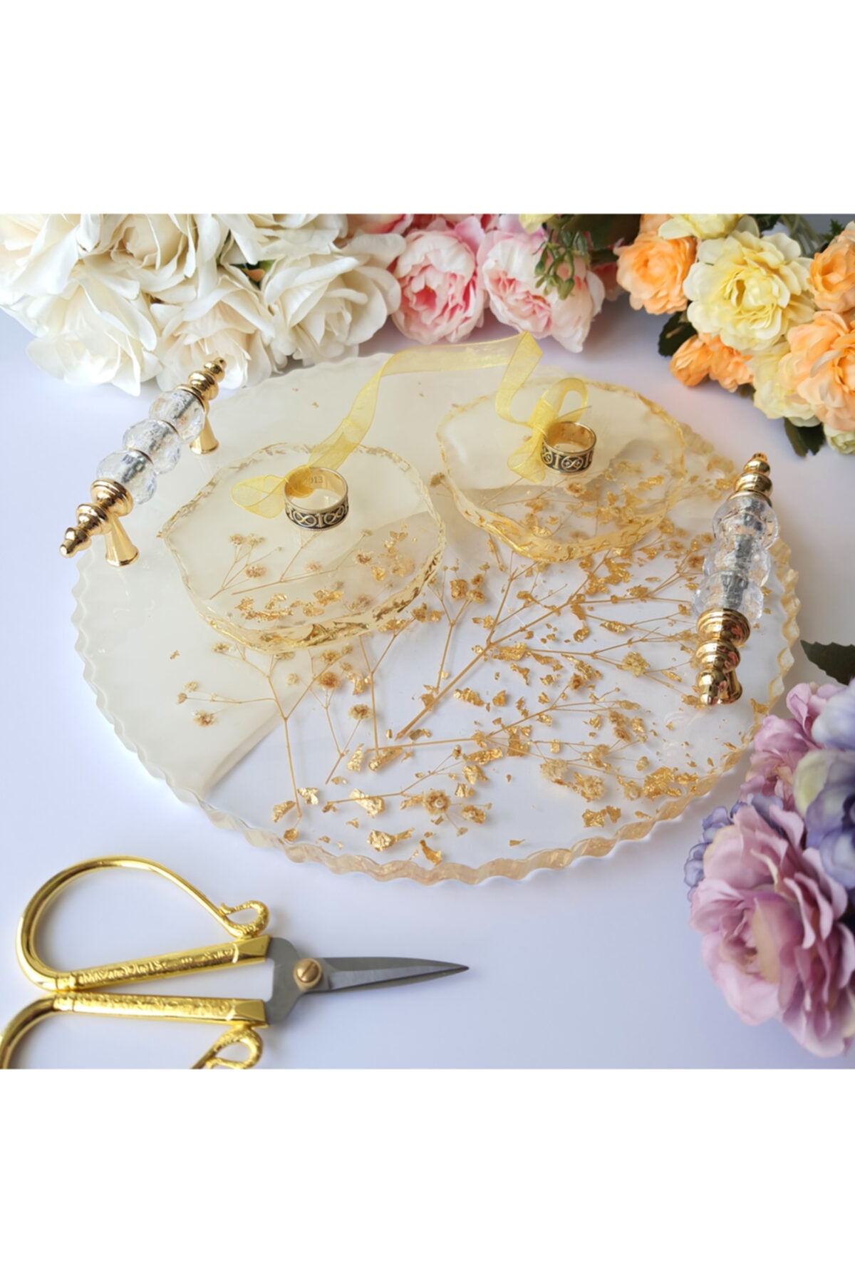 JANBARD Gold Rose Söz & Nişan Tepsisi
