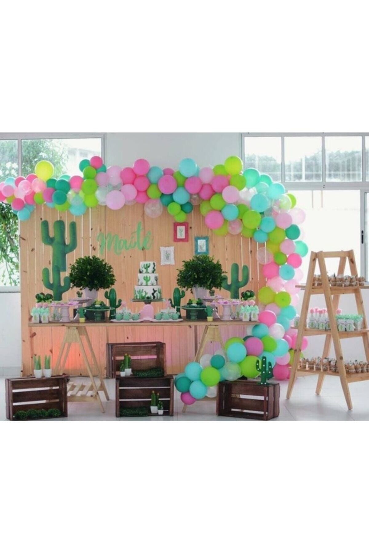HTS STORE Konsept Parti 60 Adett Metalik Balon Ve Balon Zinciri Yaz Konsept Parti Balon