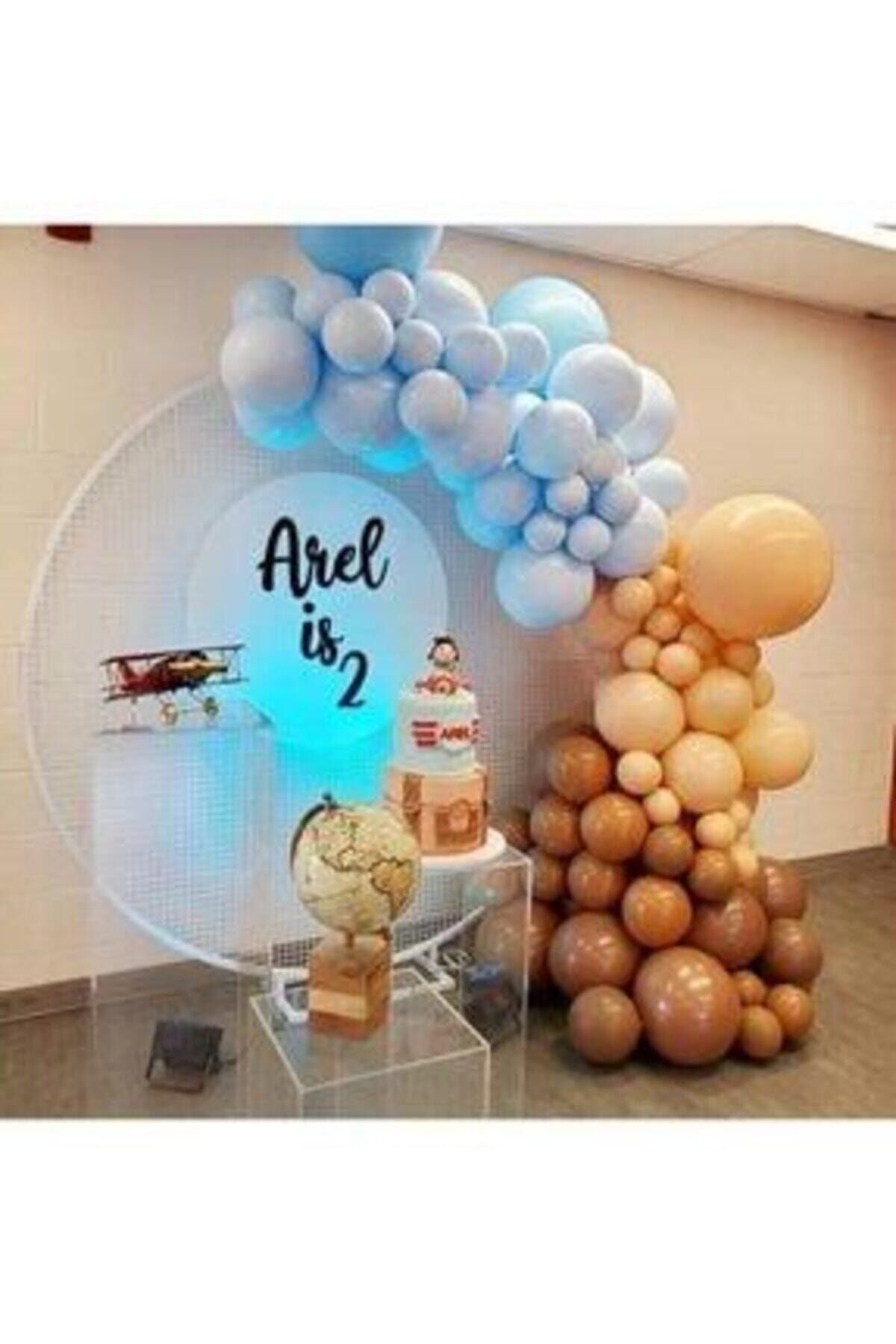 selens party 60 Adet Balon Karamel Somon Mavi Balon Renkleri Balon Zincir