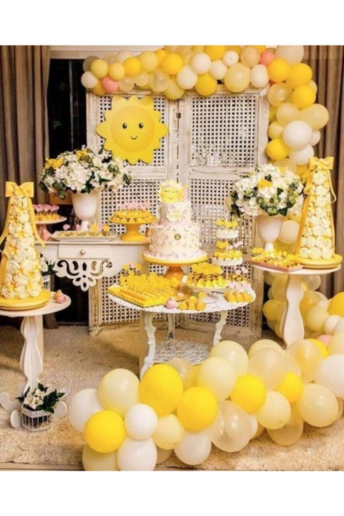 selens party Yaz Parti Konsept 60 Adet Metalik Balon Ve Balon Zinciri Doğum Günü Parti