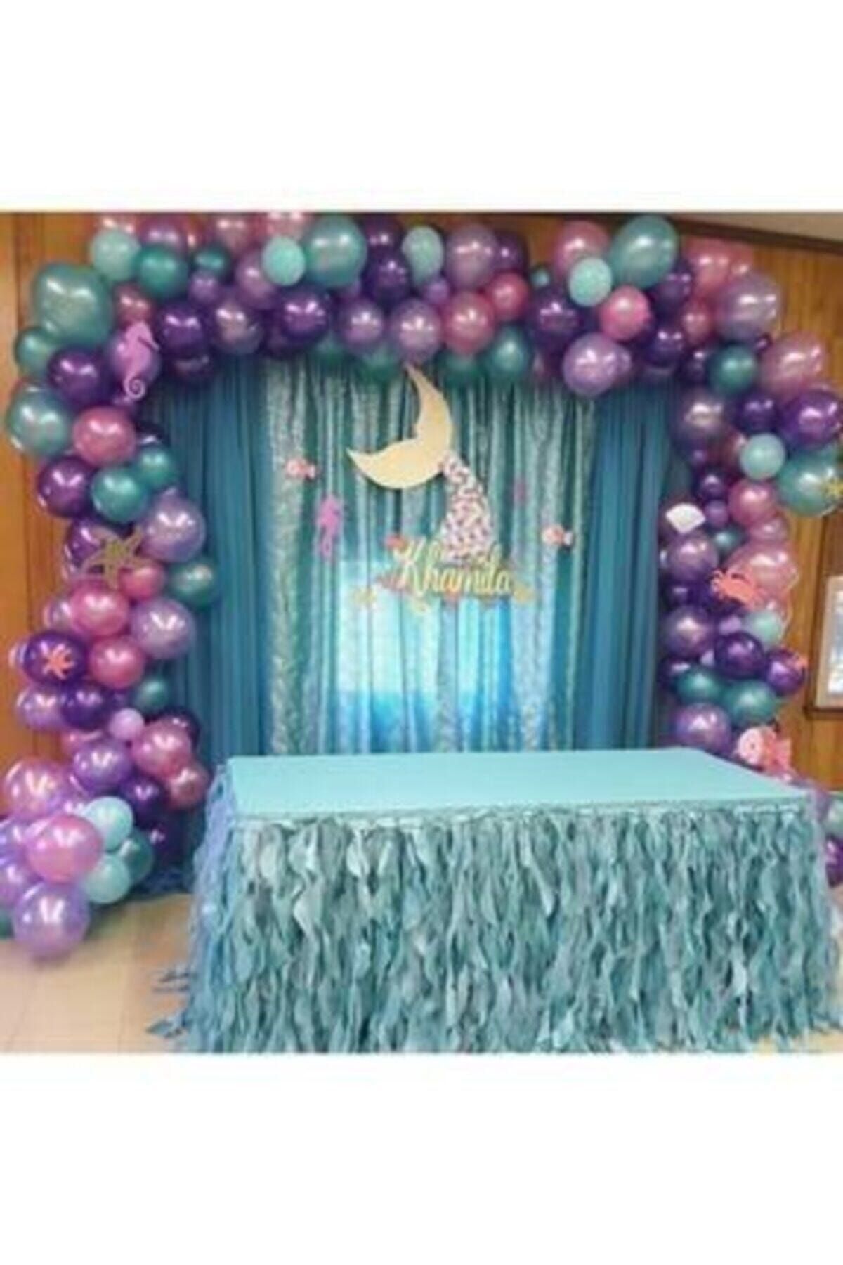 tmgrup Deniz Kızı Konsept Metalik Balon Ve Balon Zinciri 60 Adet