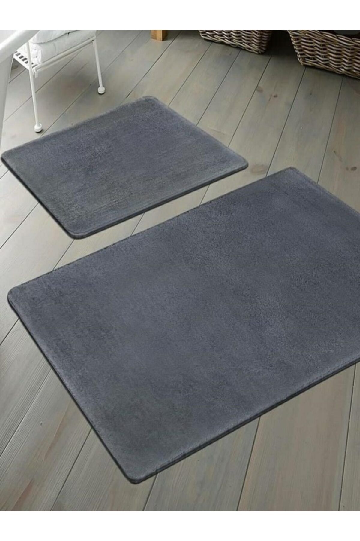 Sarar 2'li Büyük xl Boy Banyo Takımı(80x120)(80x50) Antrasit