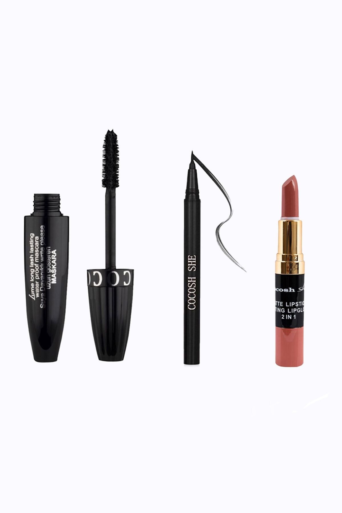 Cocosh She Üçlü Maskara Ruj Ve Eyeliner Seti