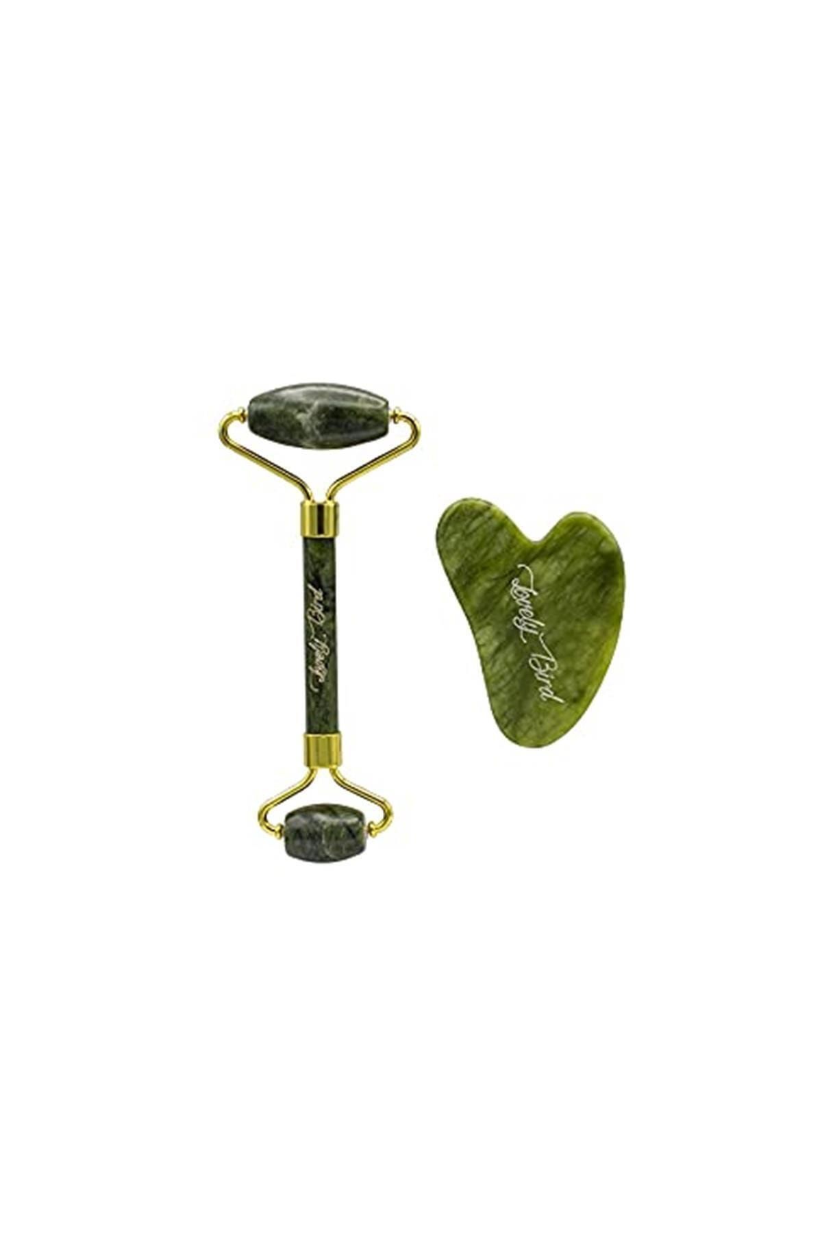 BRCTOPTAN Yeşim Jade Roller Ve Kalp Gua Sha
