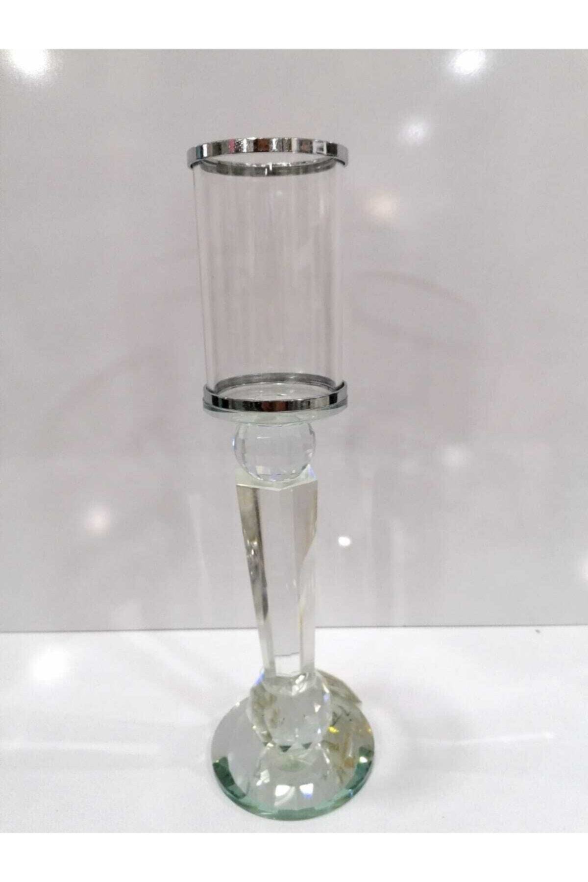 NİDYAHOME Acar Cam Gümüş Mumluk Şamdan