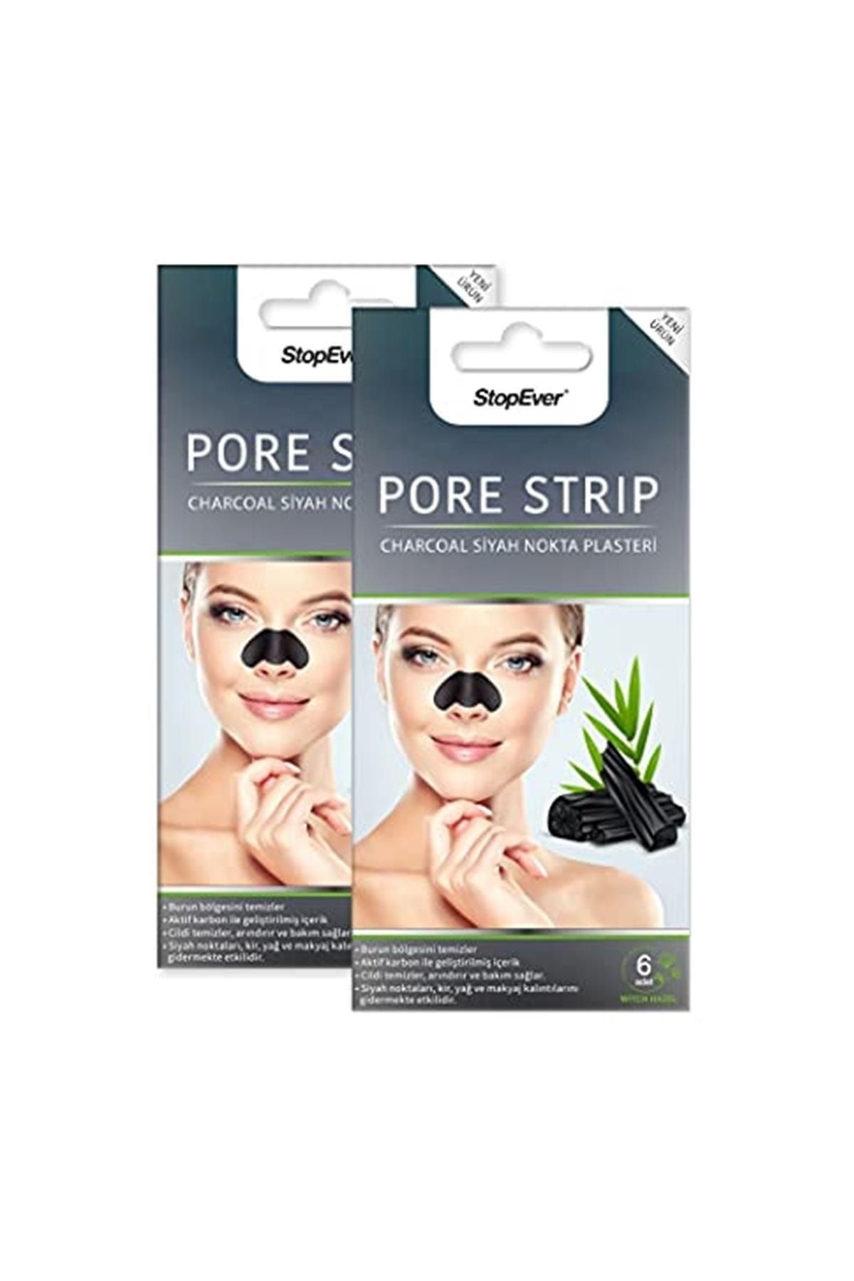 StopEver Charcoal Pore Strip Kömürlü Siyah Nokta Plasteri 6x2 Adet