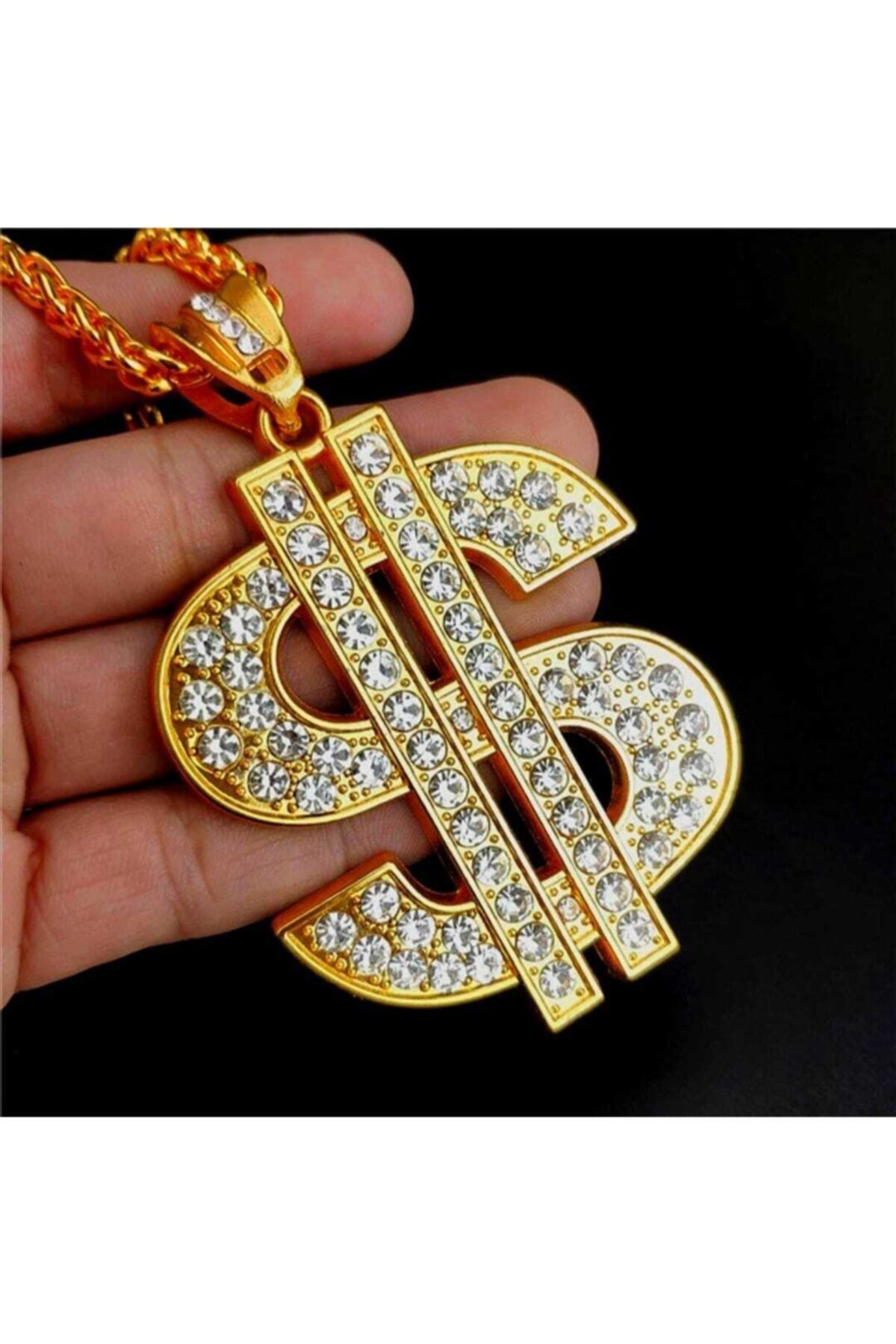 Aksesuarsa Dolar Kolye Altın Kaplama 9cm X 6 Cm