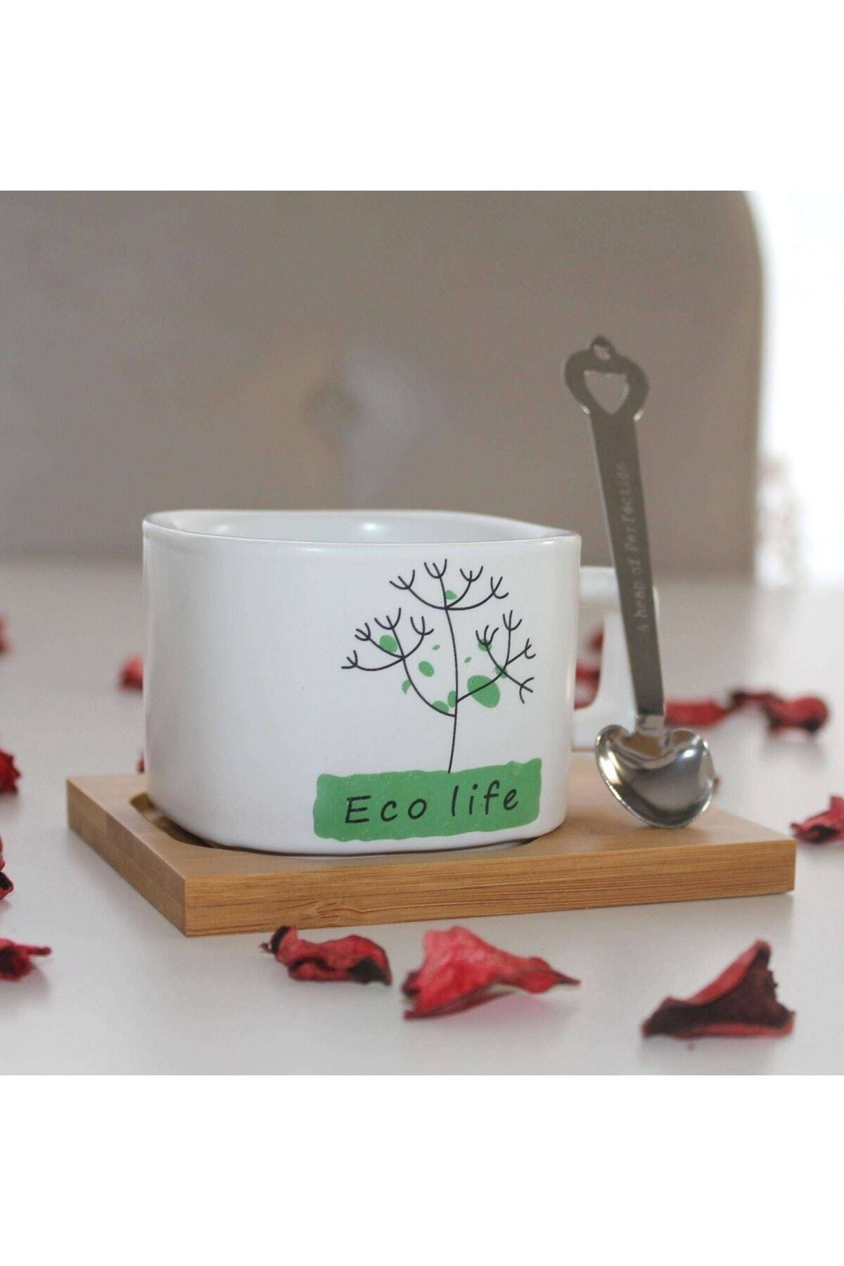 NO.8 HOUSE Eco Life Hayat Ağacı Desenli Mıknatıs Kaşık Kahve Fincanı 200 Ml