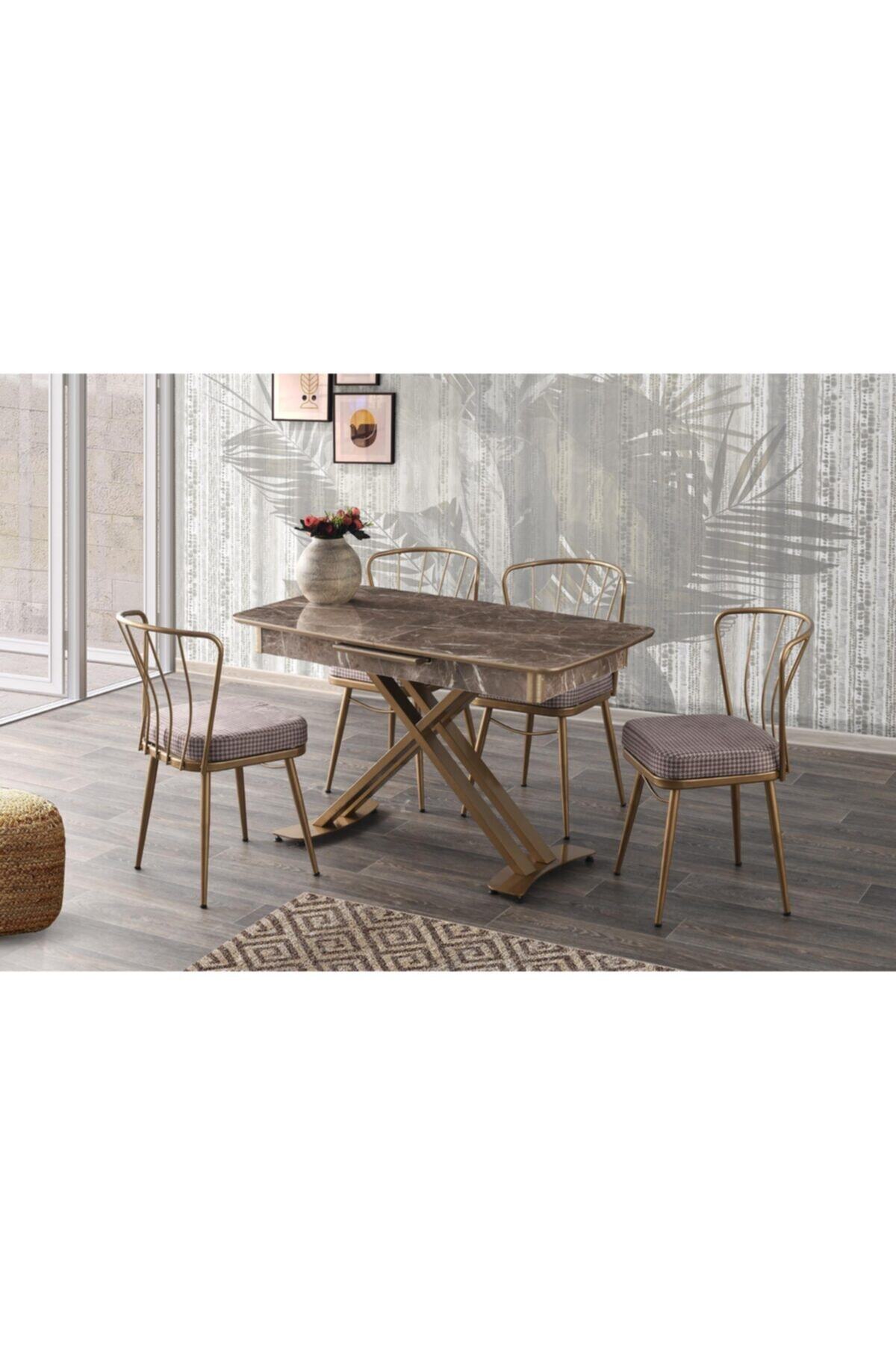 Sweet Home Milano Açılır Mdf X Ayak Masa Elvira 4 Adet Güneş Sandalye Takım