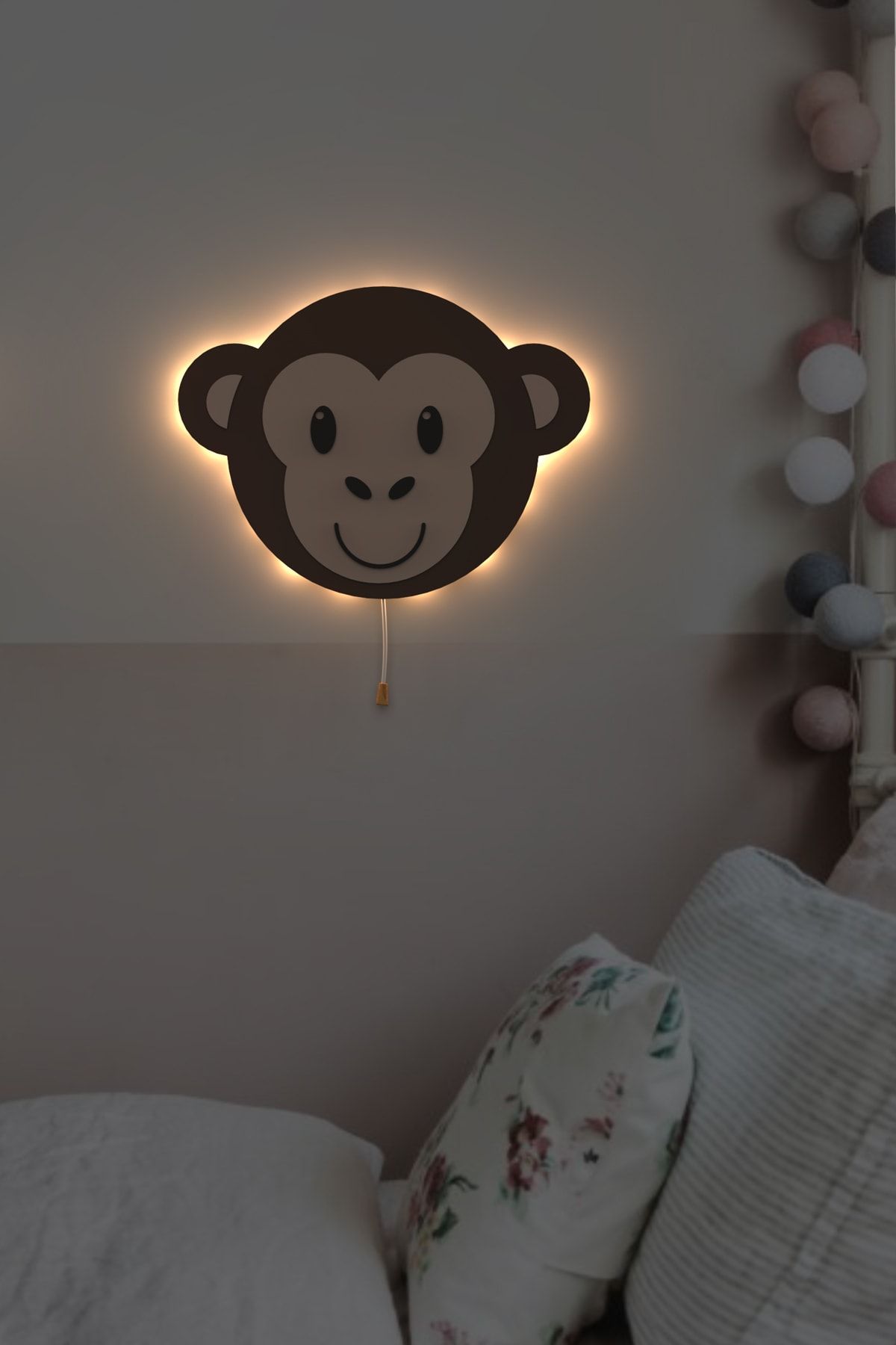 woodcas Çocuk Odası Dekoratif Sevimli Maymun Gece Lambası Led Aydınlatma