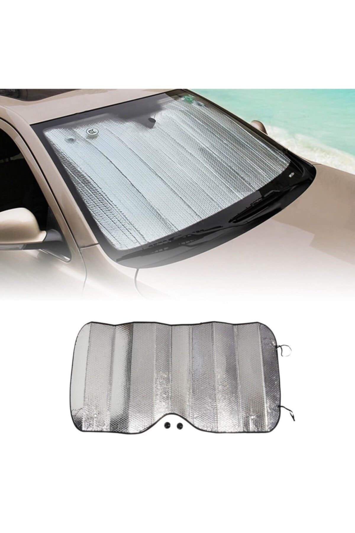 BRCTOPTAN Araba Ön Cam Güneşliği Oto Metalize Alüminyum Katlanabilir Güneşten Koruyucu Perde