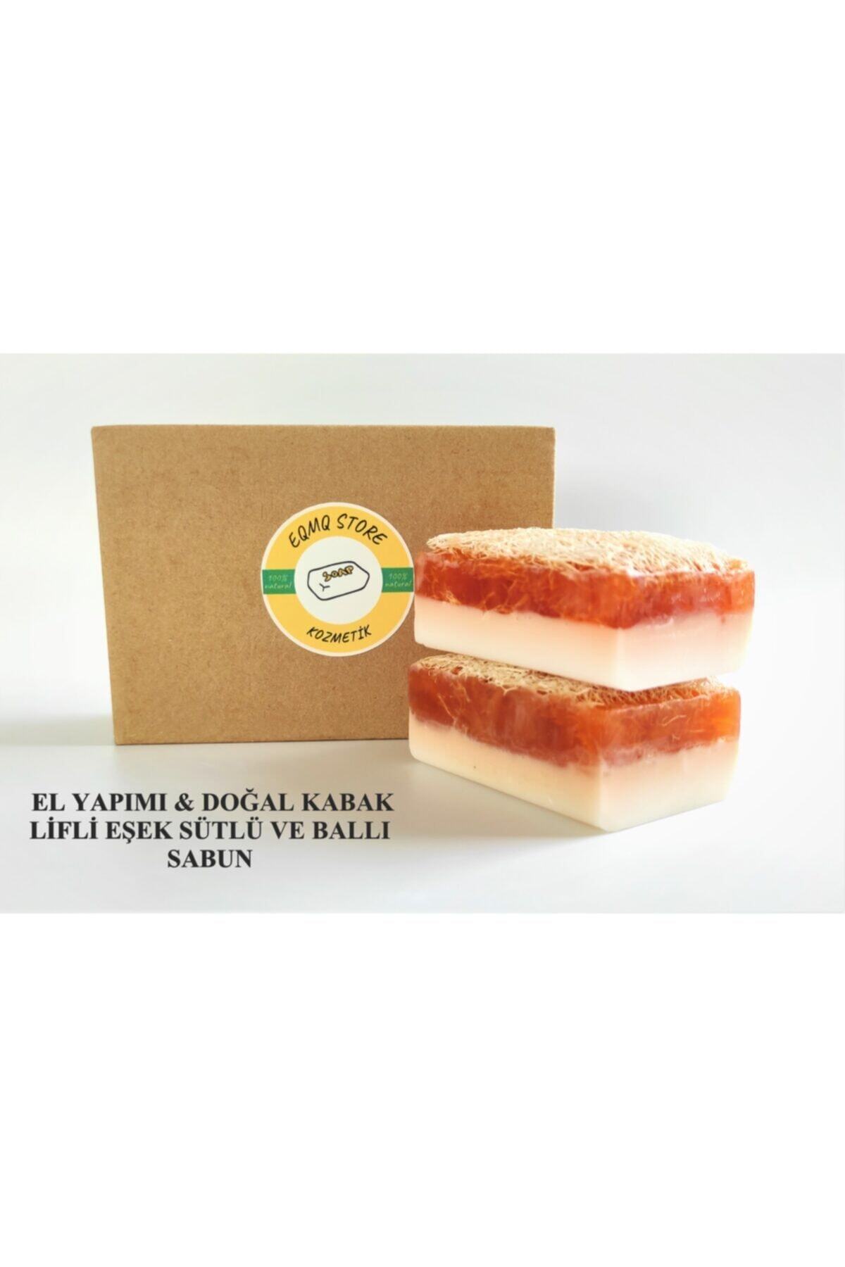 EQMQ STORE KOZMETİK Eqmq Doğal El Yapımı Kabak Lifli Ballı Eşek Sütü Sabunu 120 Gr. 1 Adet