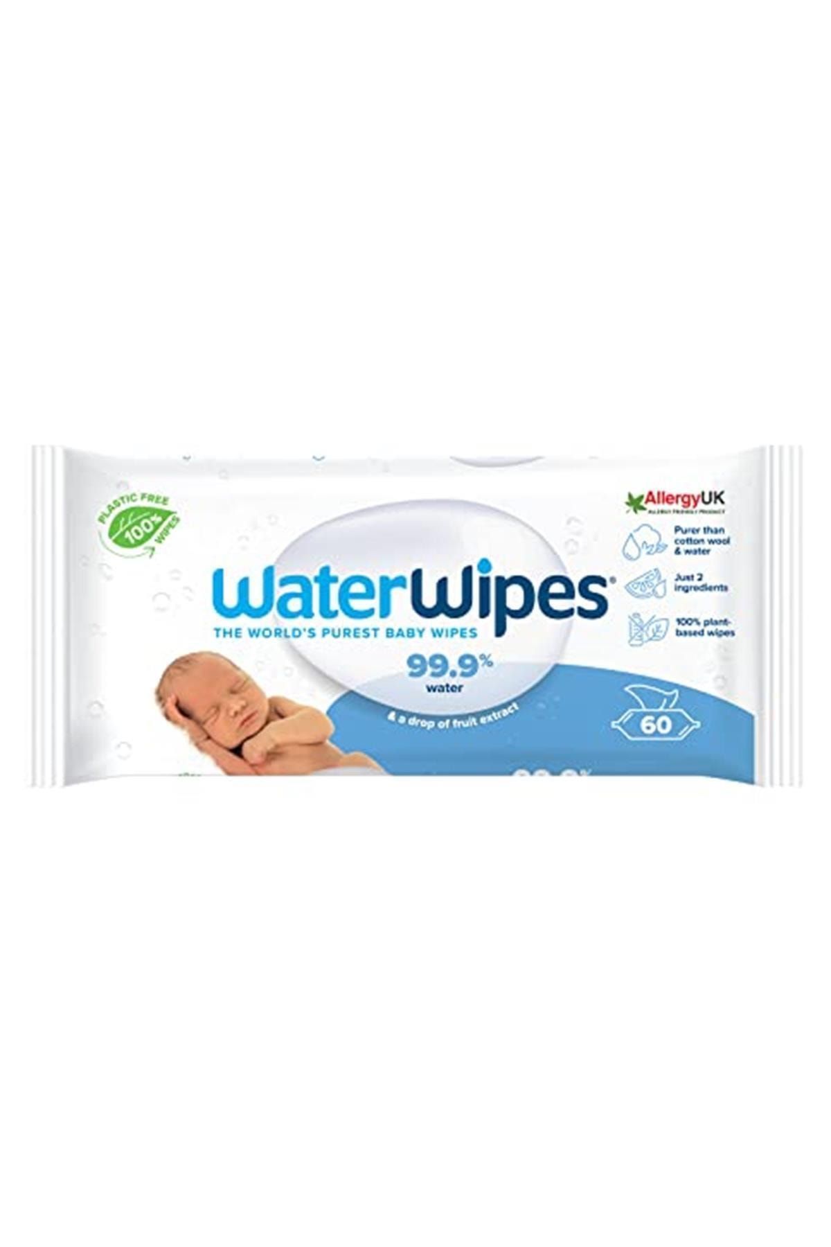 WaterWipes Marka: Bebek Mendilleri Tekli 60'lı Paket Hassas Yeni Doğan Biyobozunur Kokusuz, %99,9