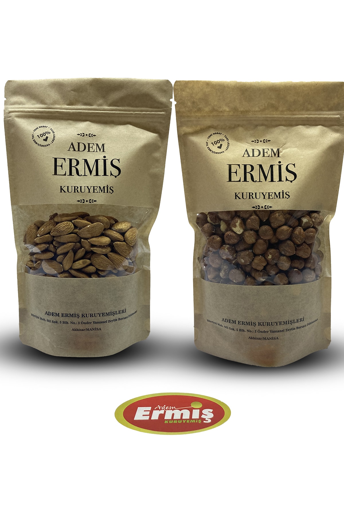 ERMİŞ KURUYEMİŞ 400 Gram Çiğ Badem Içi + 400 Gram Çiğ Fındık Içi