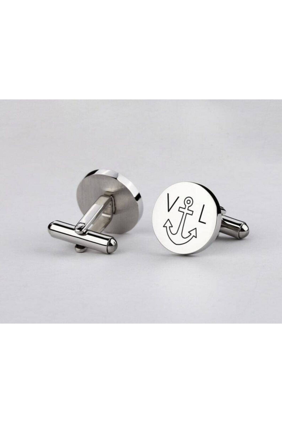 Nida Jewelry 925 Ayar Gümüş Çapa Tasarım Baş Harfler Kol Düğmesi