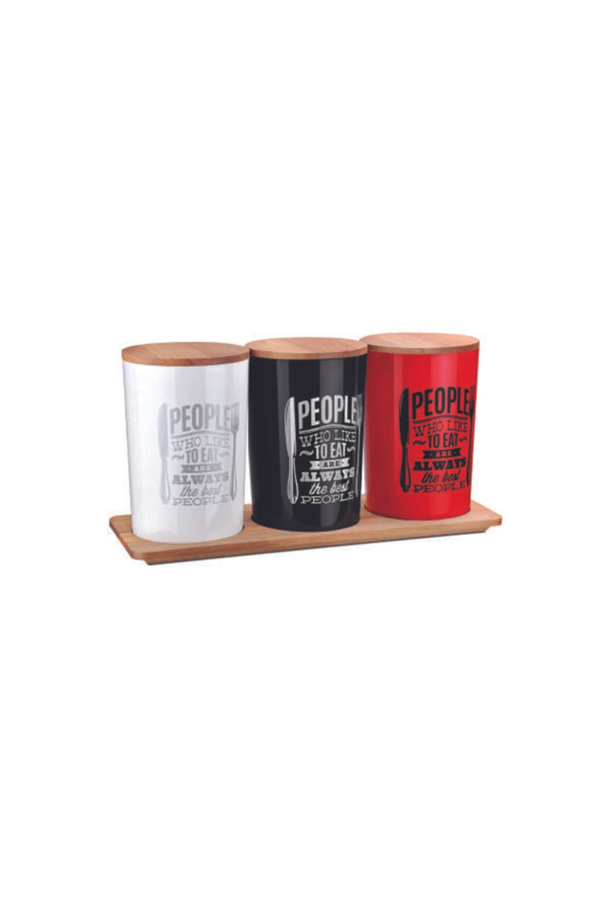 GRİMOR Life 3' Lü Ahşap Kapaklı Modern Kuru Bakliyat Saklama Seti Karışık Renkli ( 0.9 Litre )